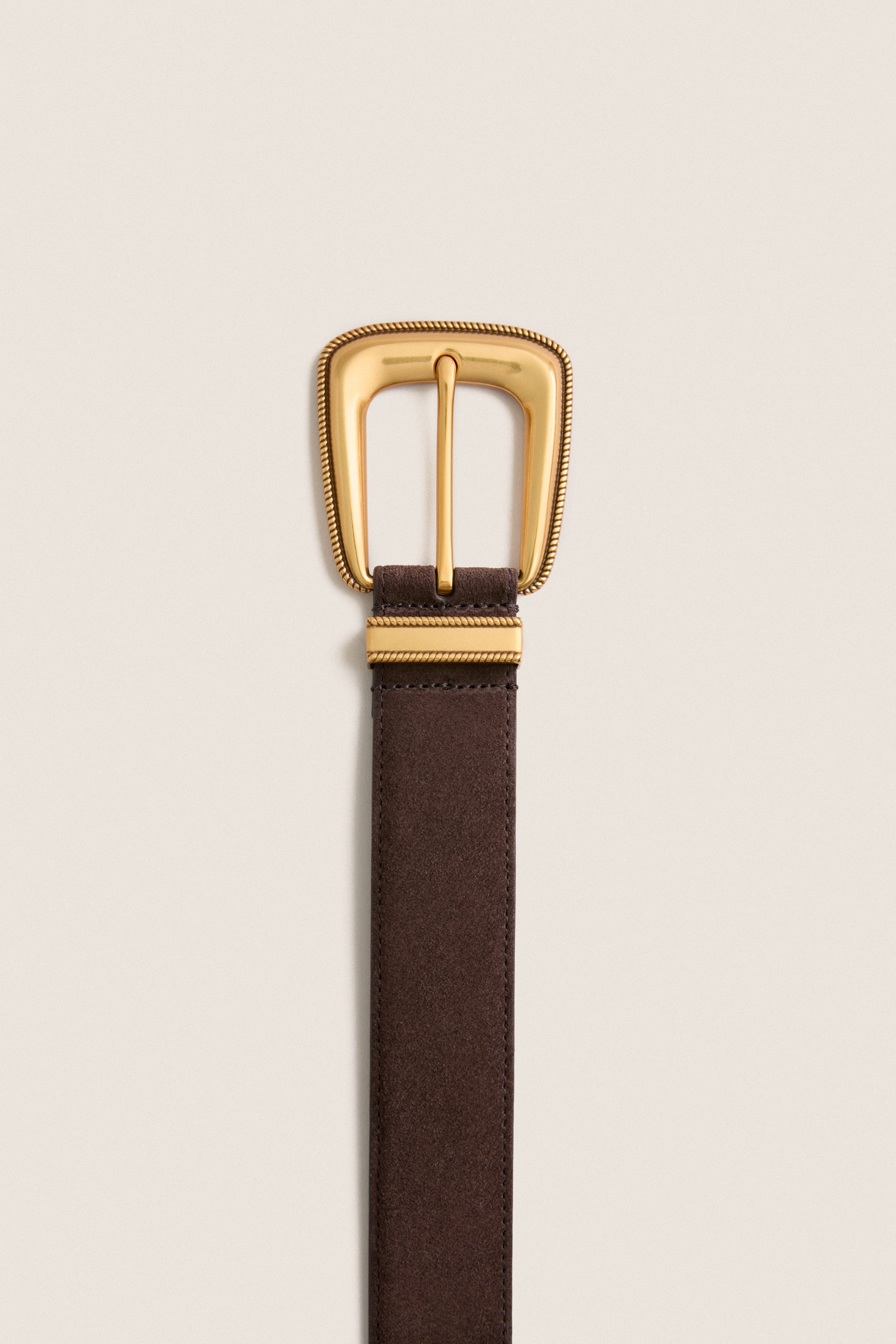 Espresso Suede Double Buckle Arch Belt