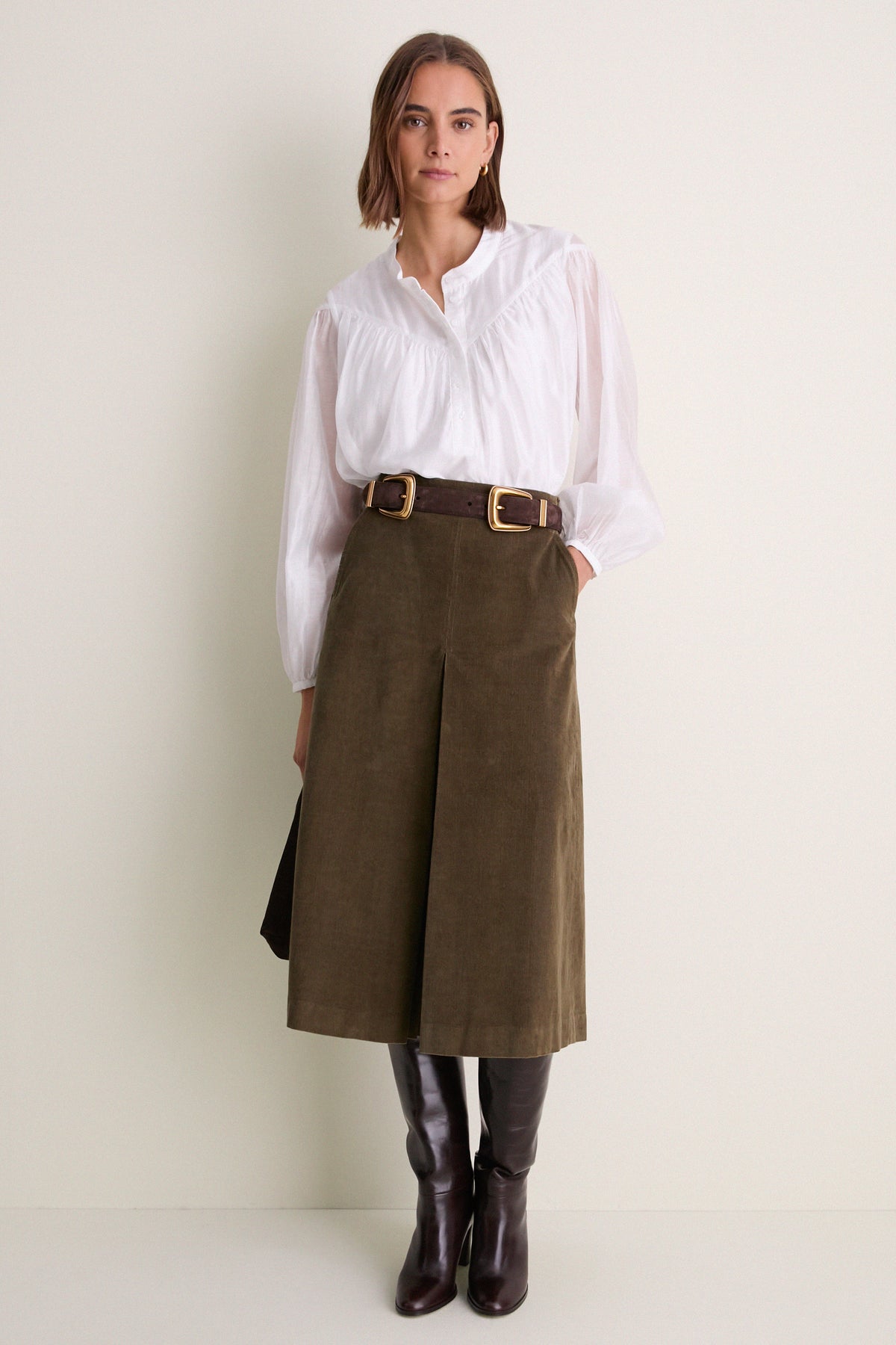 Espresso Suede Double Buckle Arch Belt