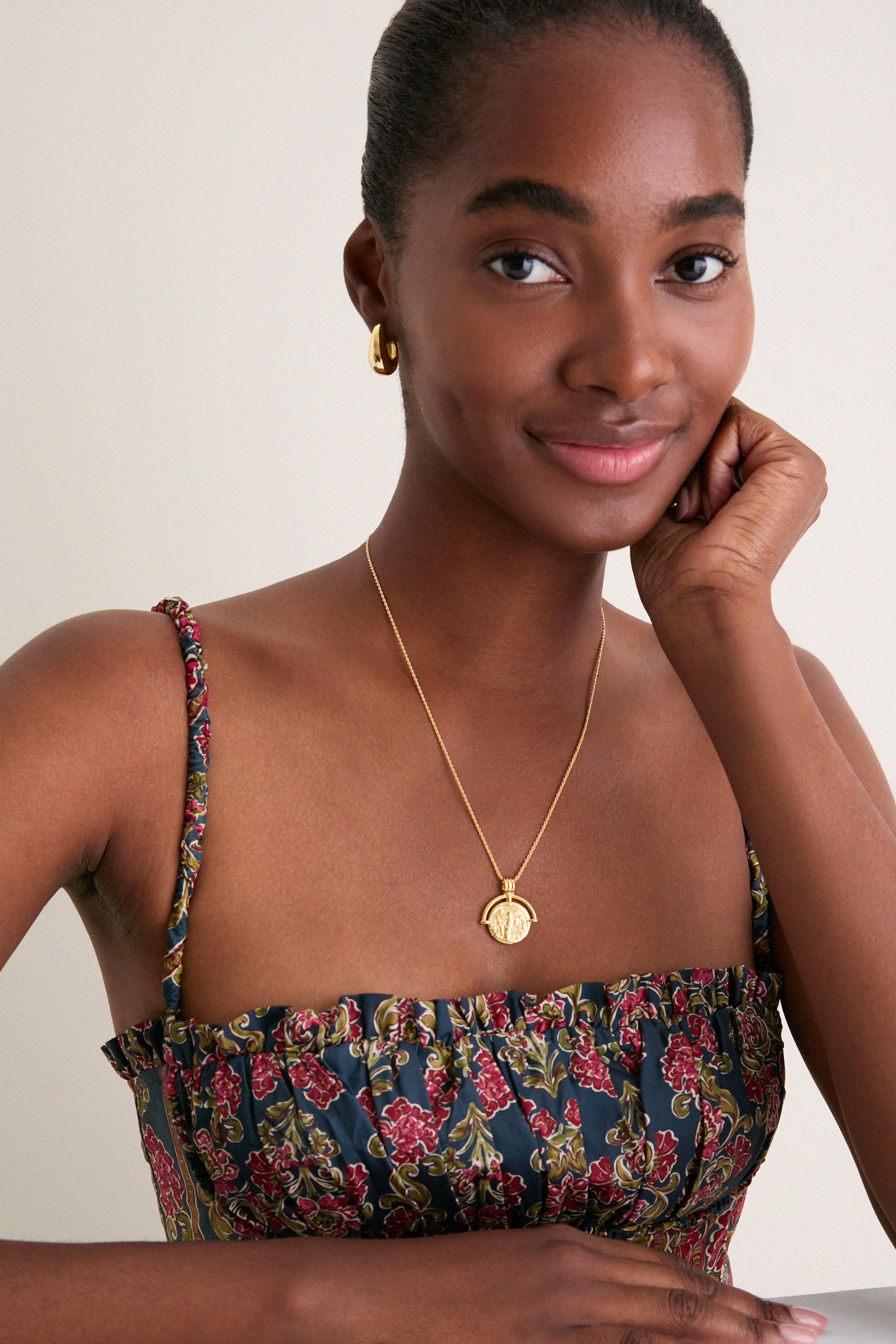 Gold Lucy Williams Medium Engravable Roman Coin Necklace