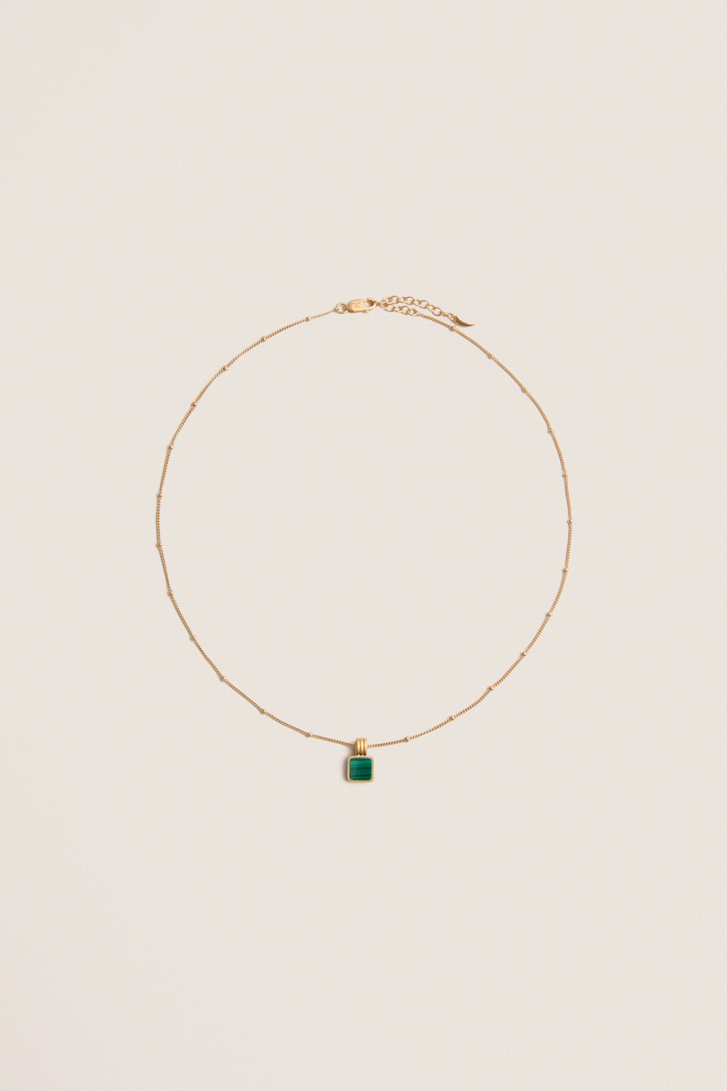 Gold Lucy Williams Square Malachite Necklace