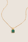 Gold Lucy Williams Square Malachite Necklace