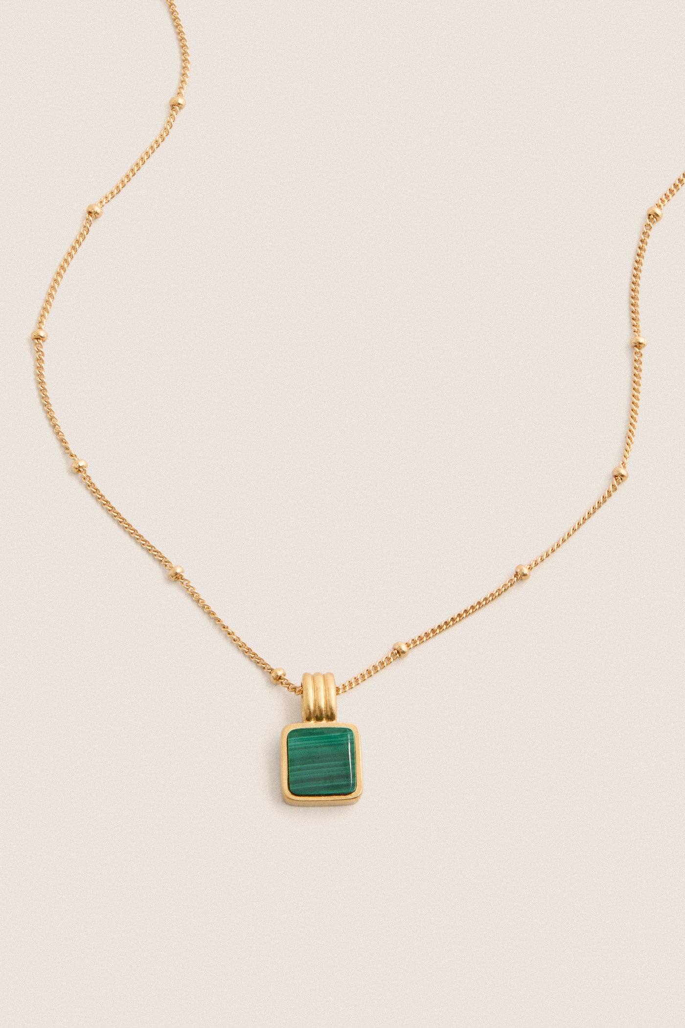 Gold Lucy Williams Square Malachite Necklace