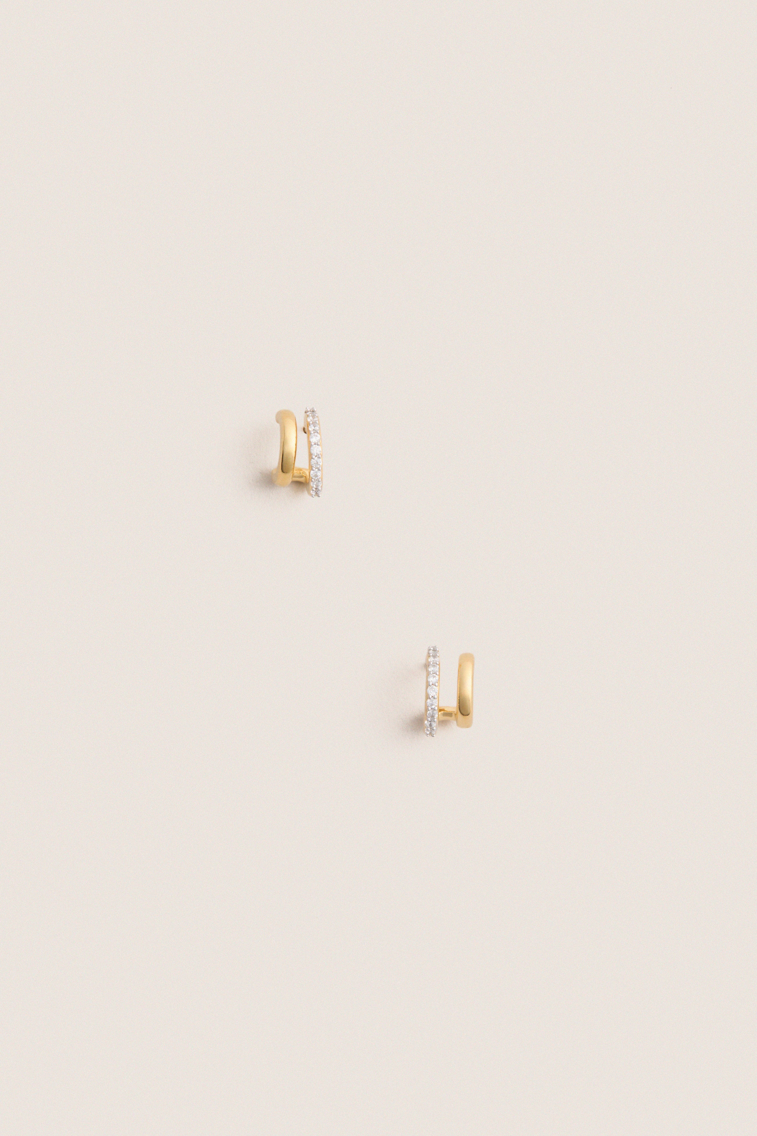 Gold Classic Double Huggie Earrings