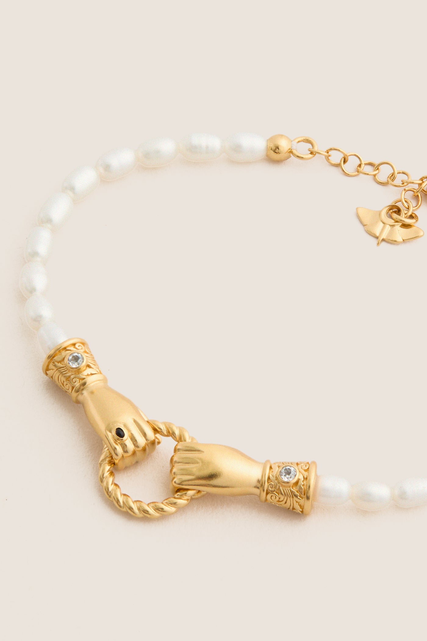 Gold Harris Reed In Good Hands Pearl Bracelet