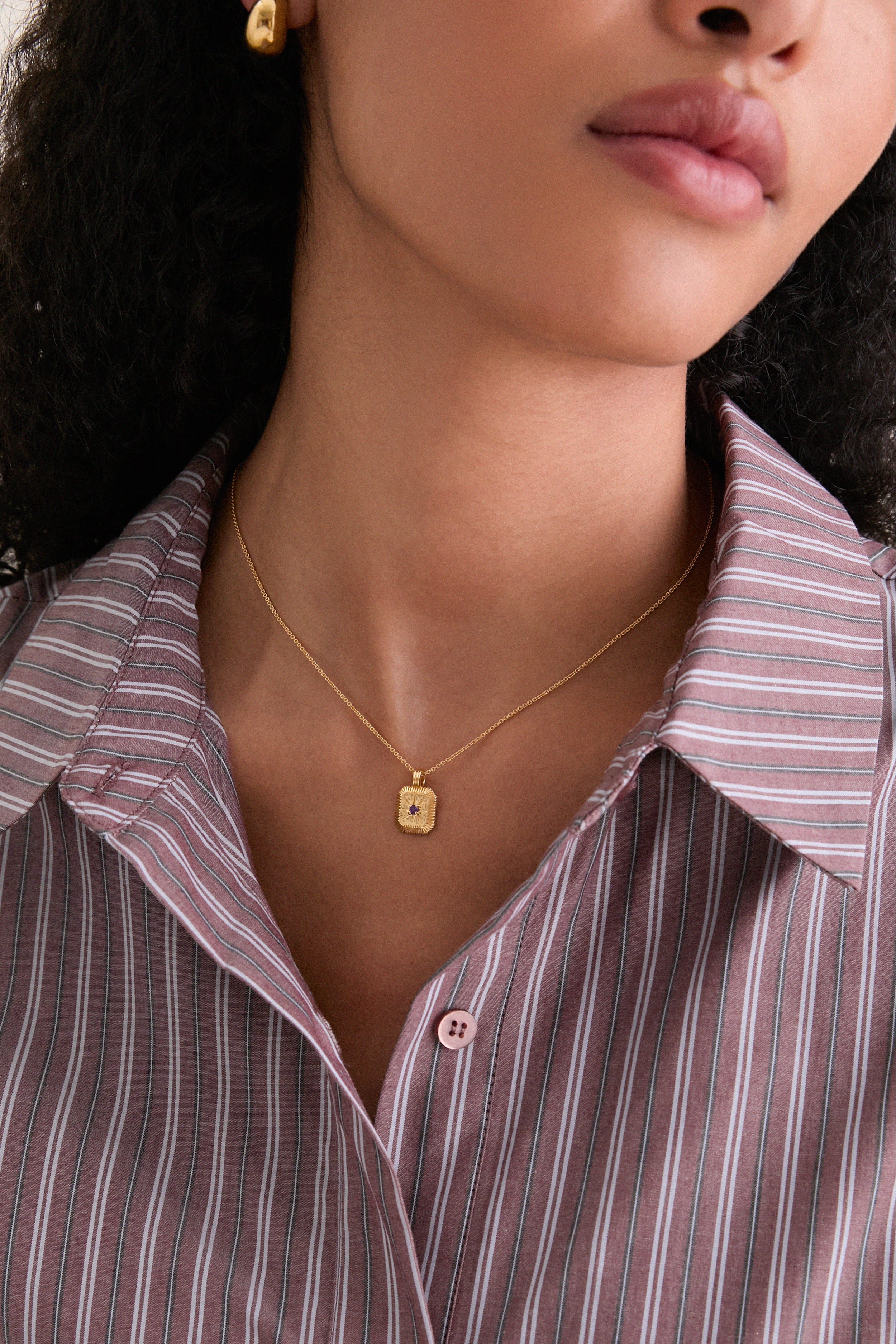 Gold February Birthstone Pendant Necklace