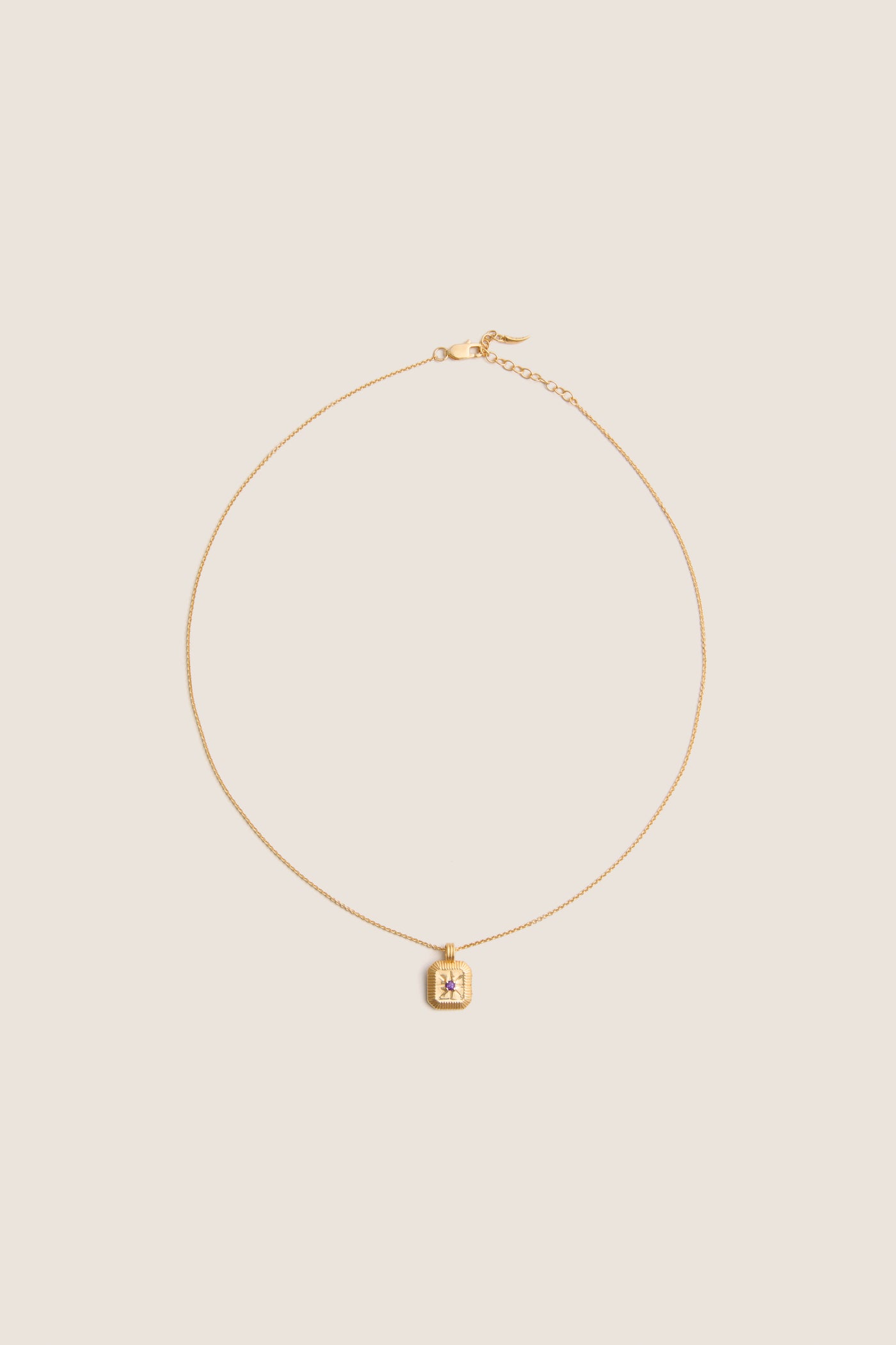 Gold February Birthstone Pendant Necklace