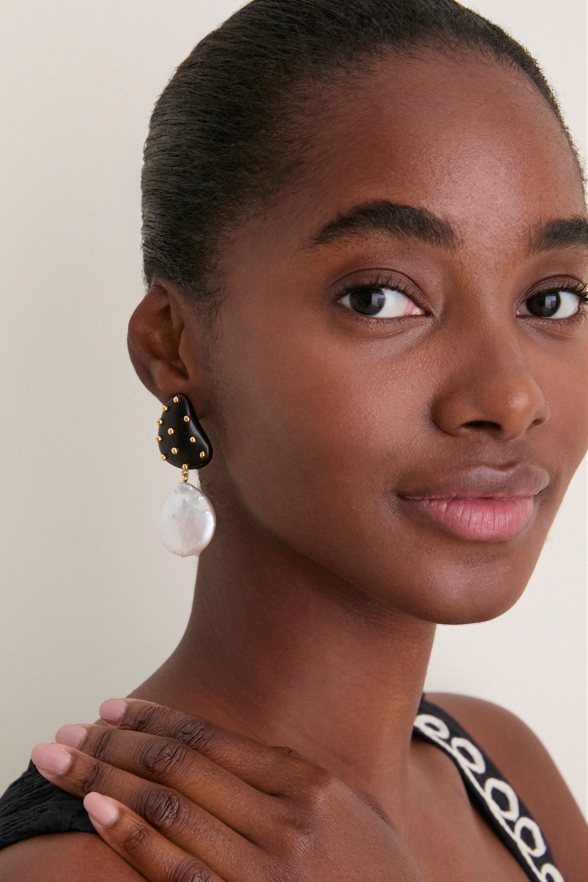 Brown Orbit Earrings in Pearl