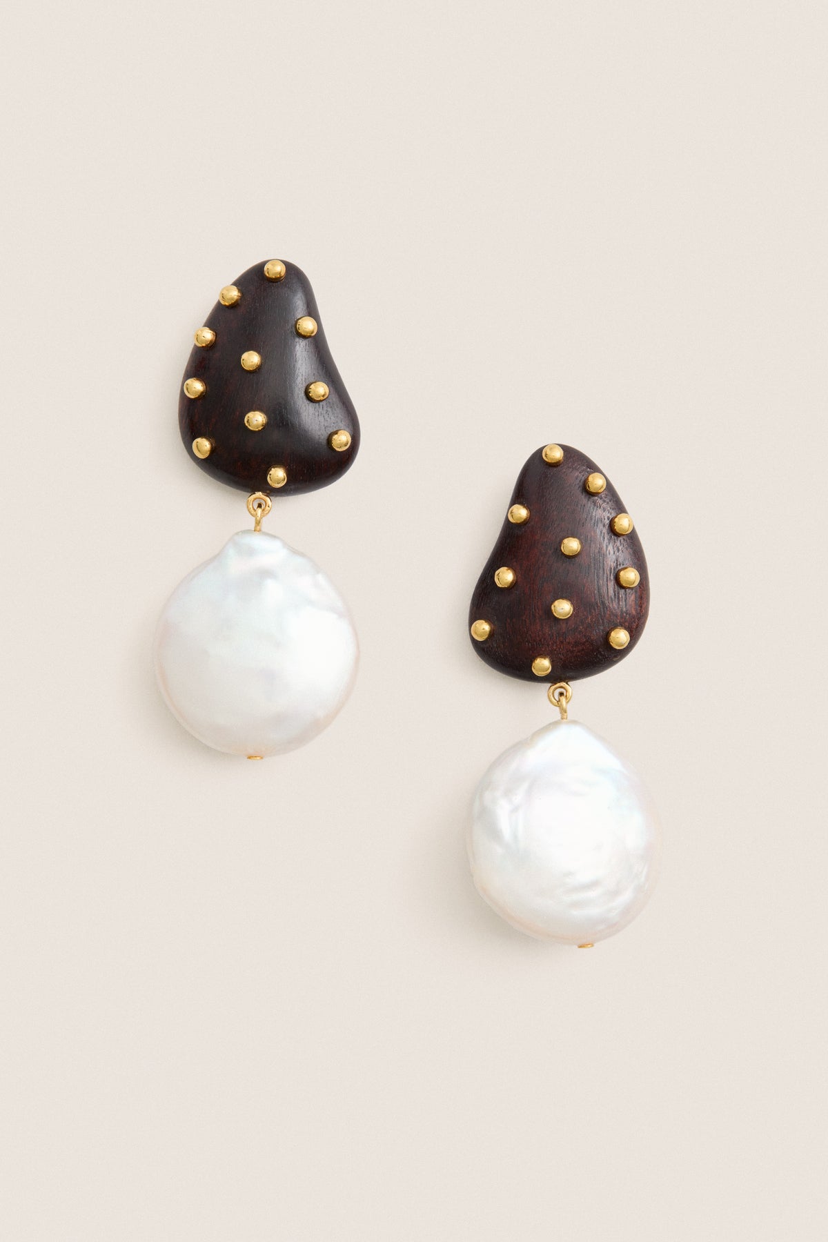 Brown Orbit Earrings in Pearl