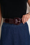 Dark Cherry Patent Leather Waist Belt