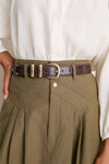 Chocolate Croc-Embossed Western Belt