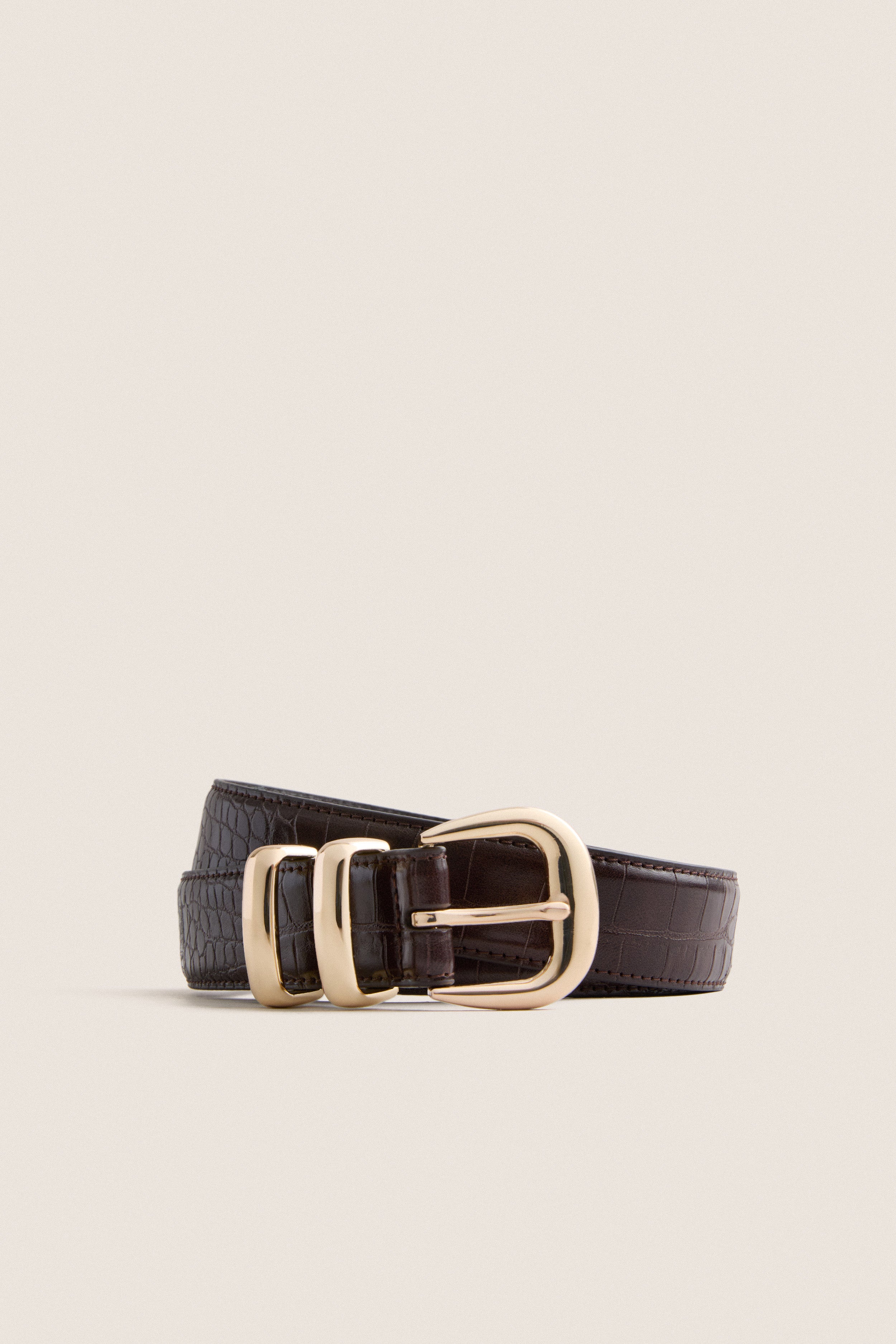 Chocolate Croc-Embossed Western Belt