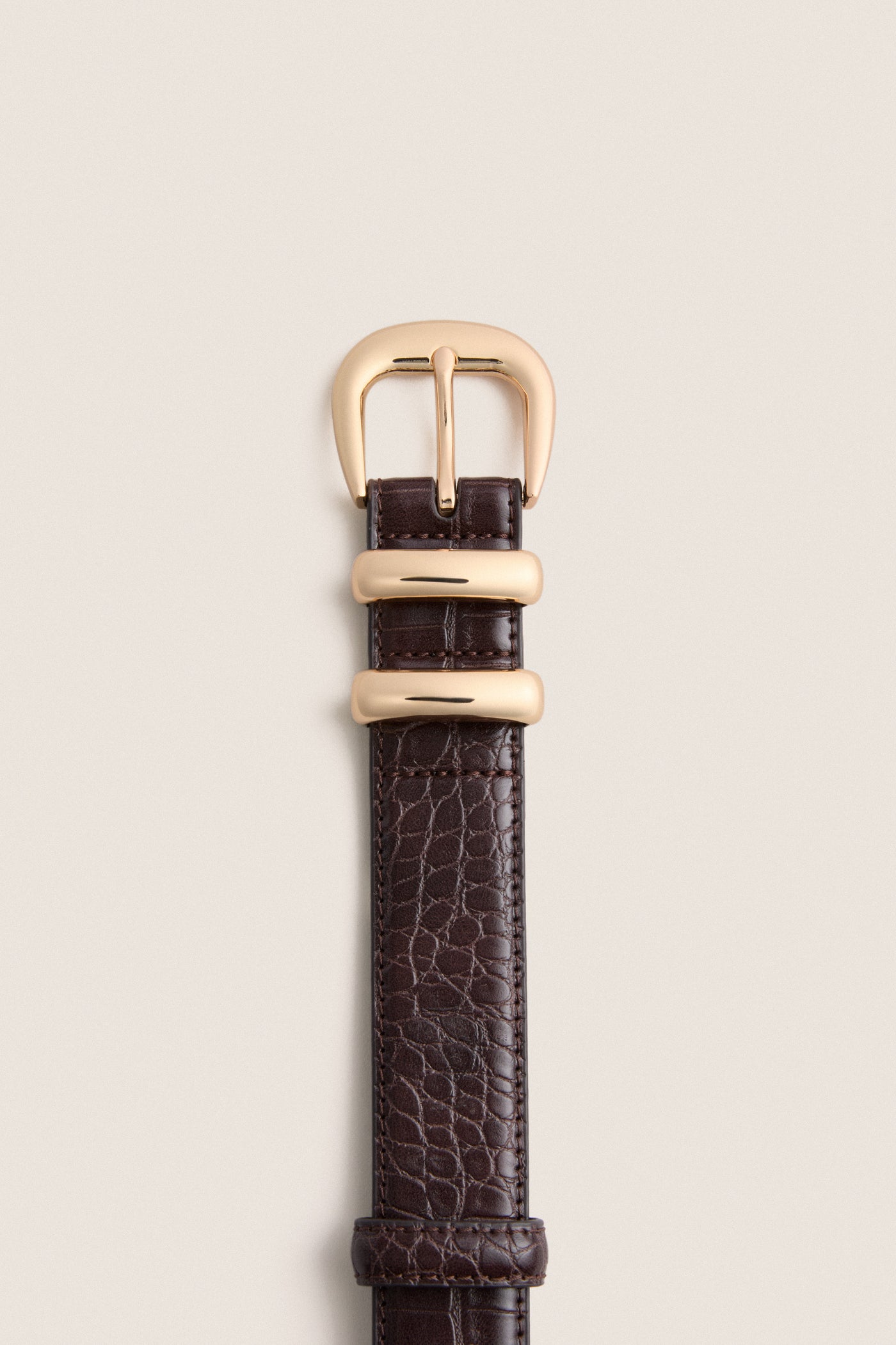 Chocolate Croc-Embossed Western Belt