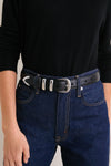Black Eel Skin Embossed Western Belt