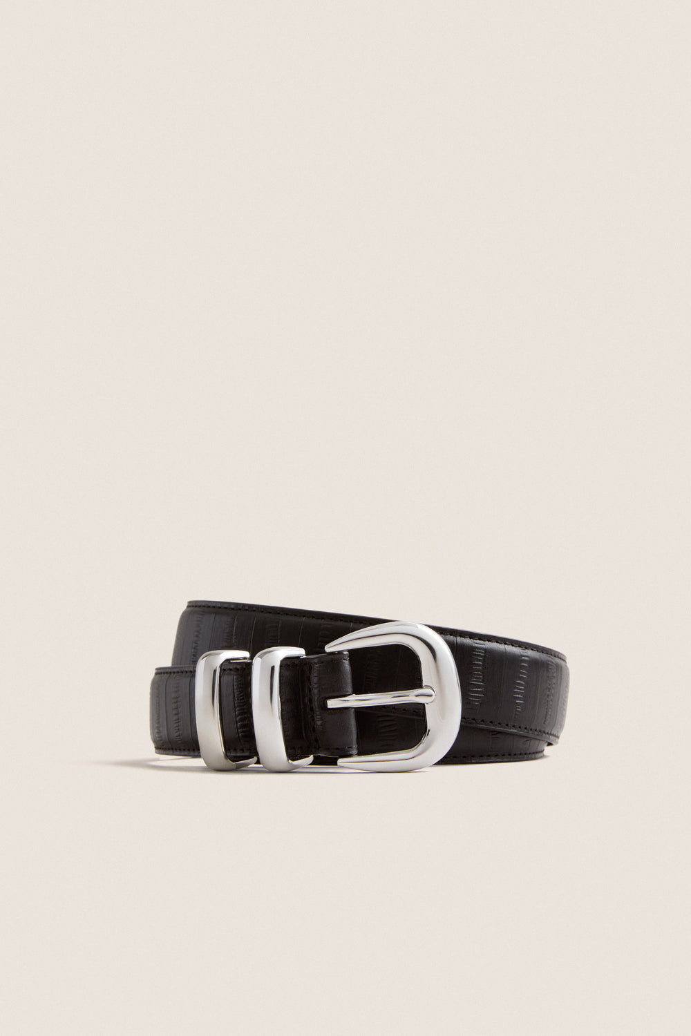 Black Eel Skin Embossed Western Belt