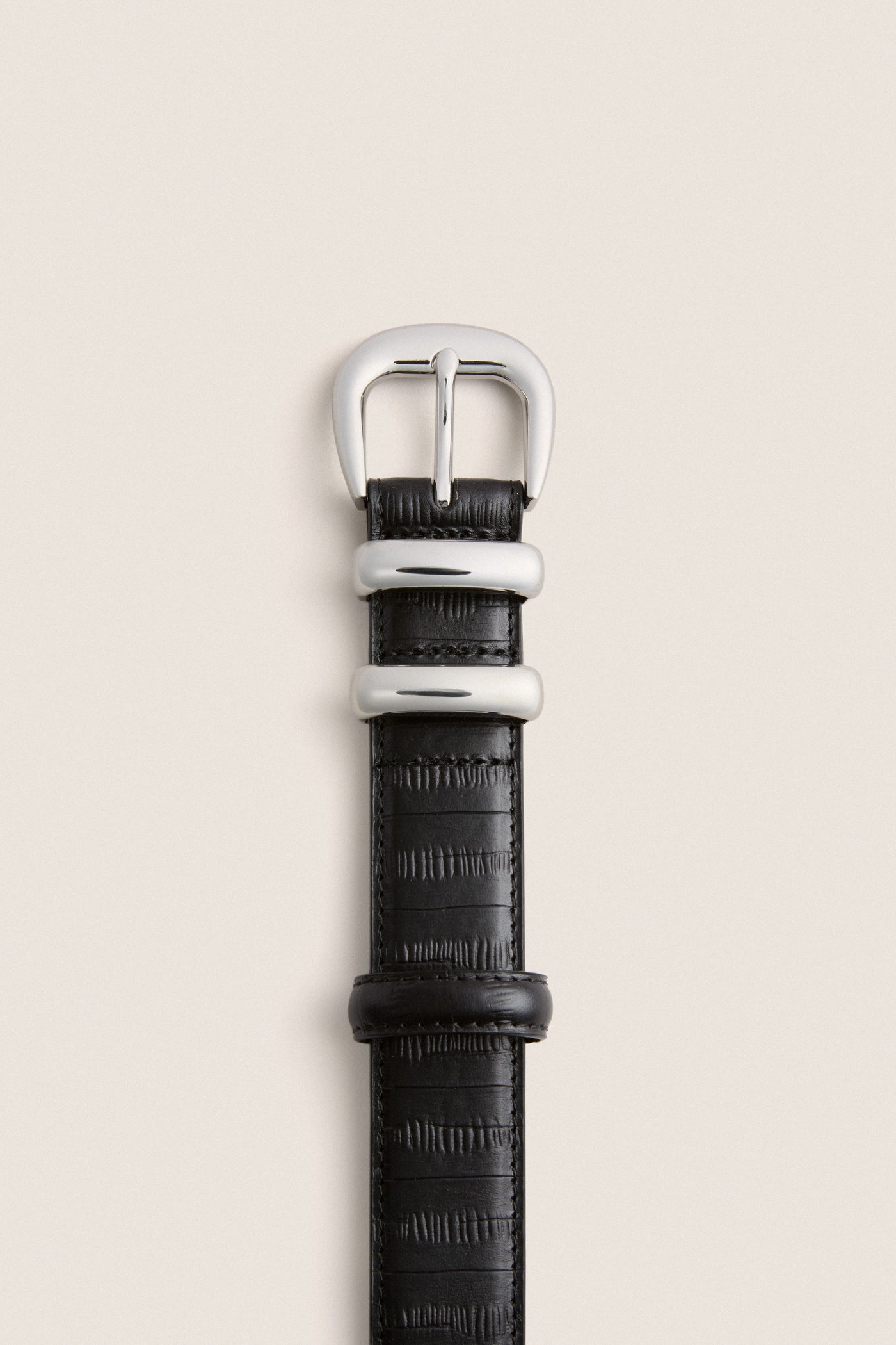 Black Eel Skin Embossed Western Belt