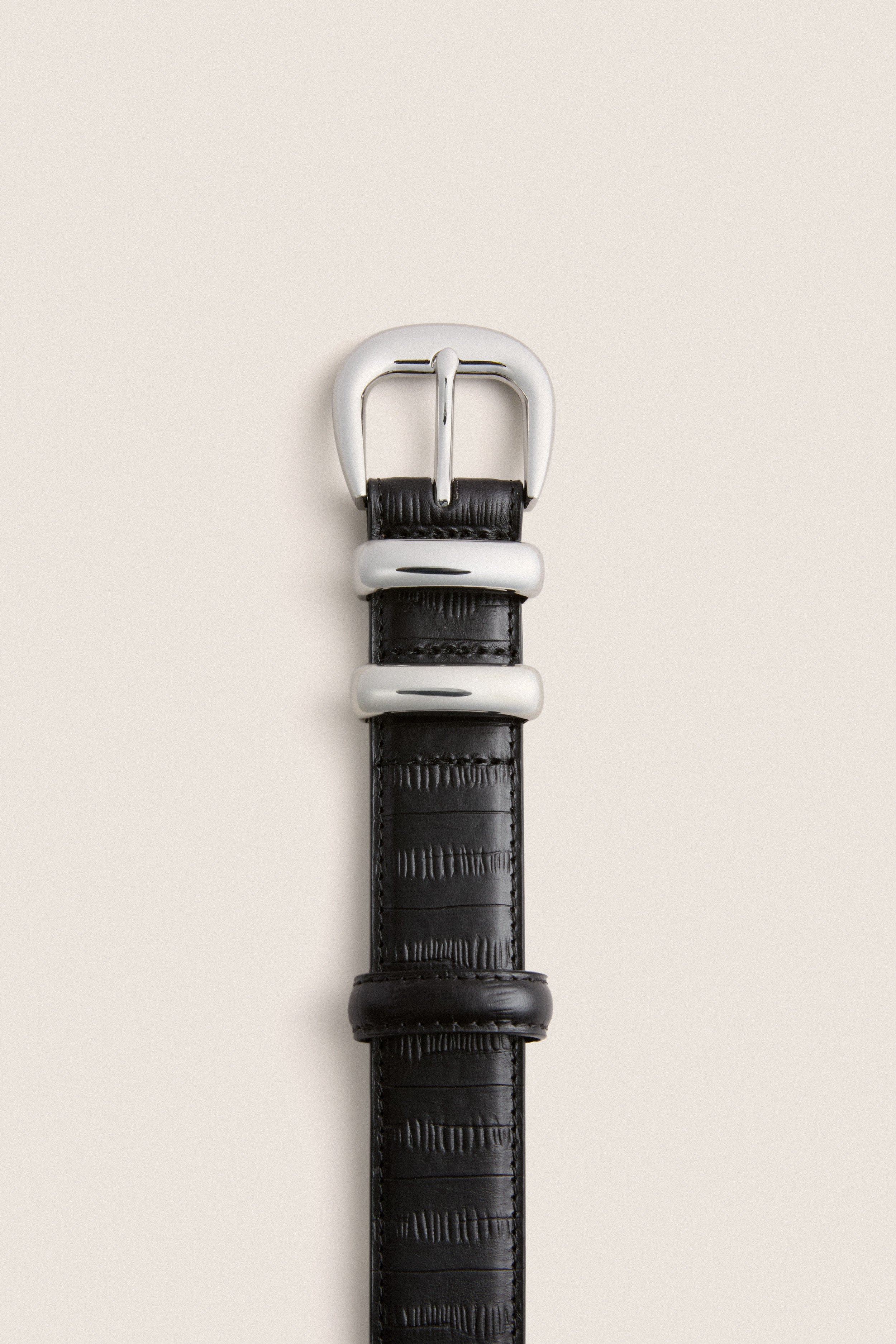 Black Eel Skin Embossed Western Belt