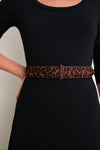 Leopard Haircalf Buckleless Waist Belt