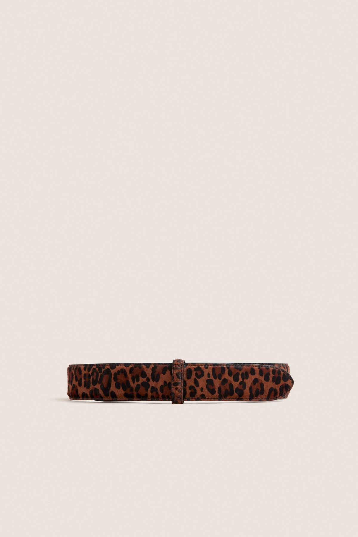 Leopard Haircalf Buckleless Waist Belt