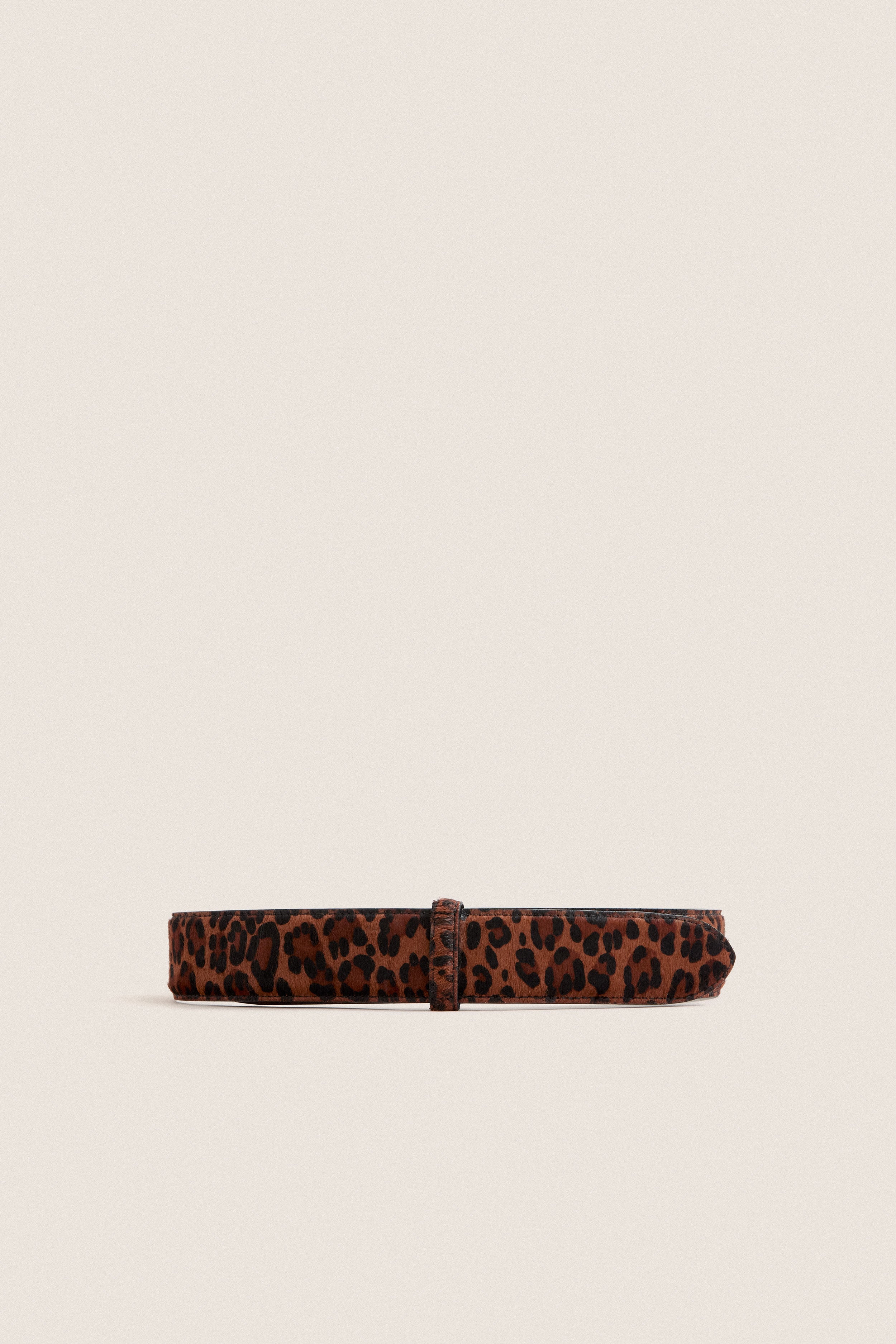 Leopard Haircalf Buckleless Waist Belt