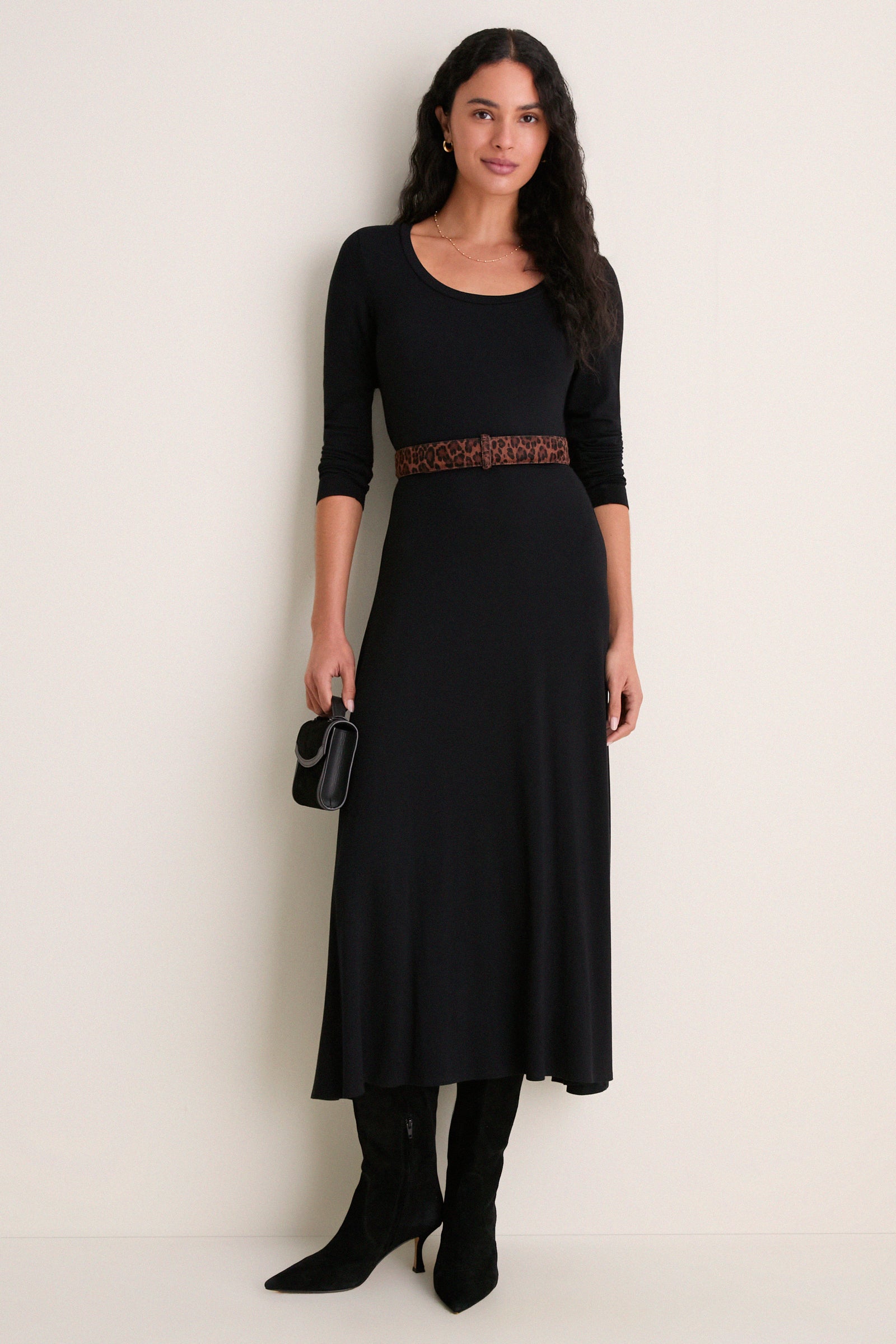 Leopard Haircalf Buckleless Waist Belt