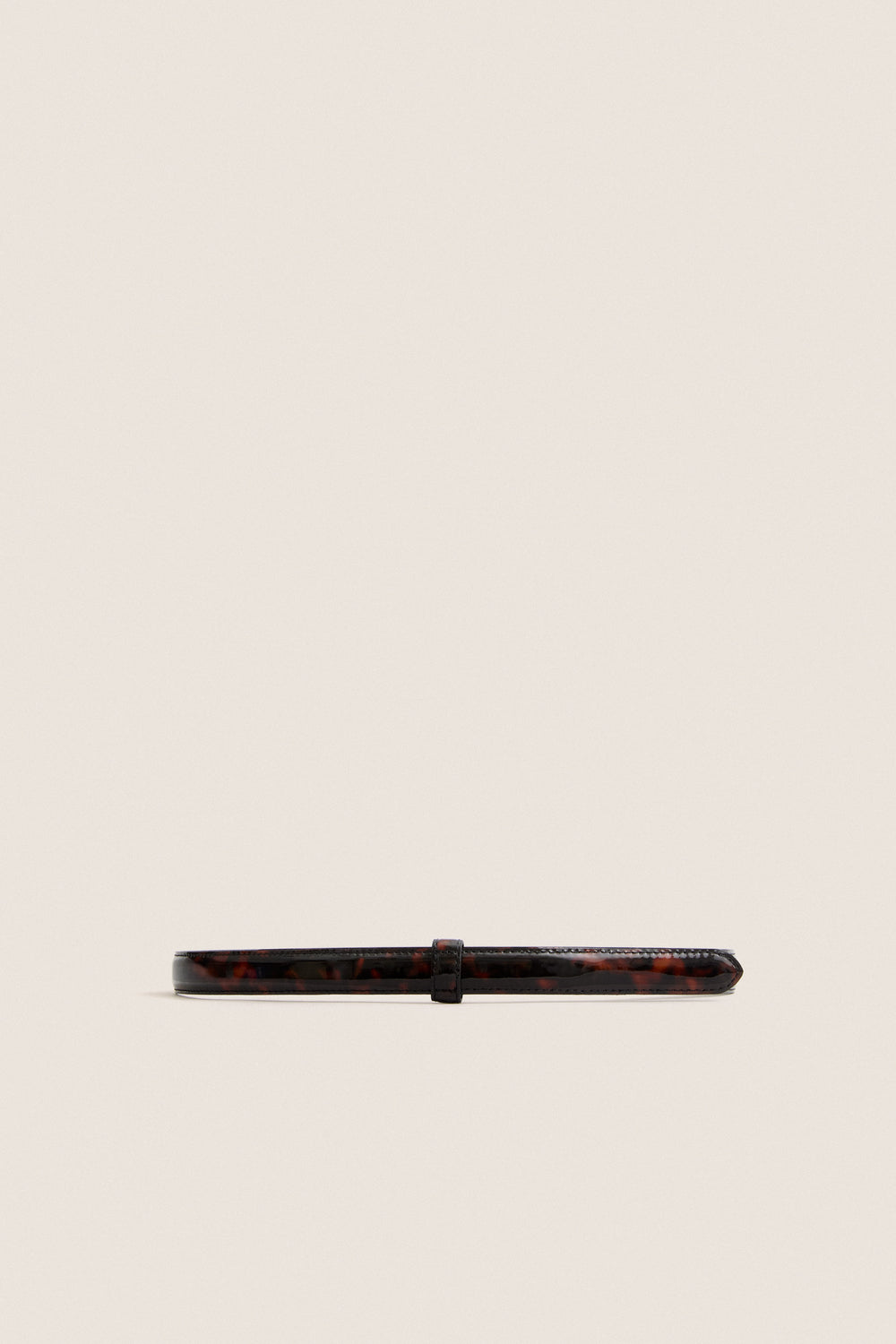 Patent Tortoise Buckless Skinny Belt