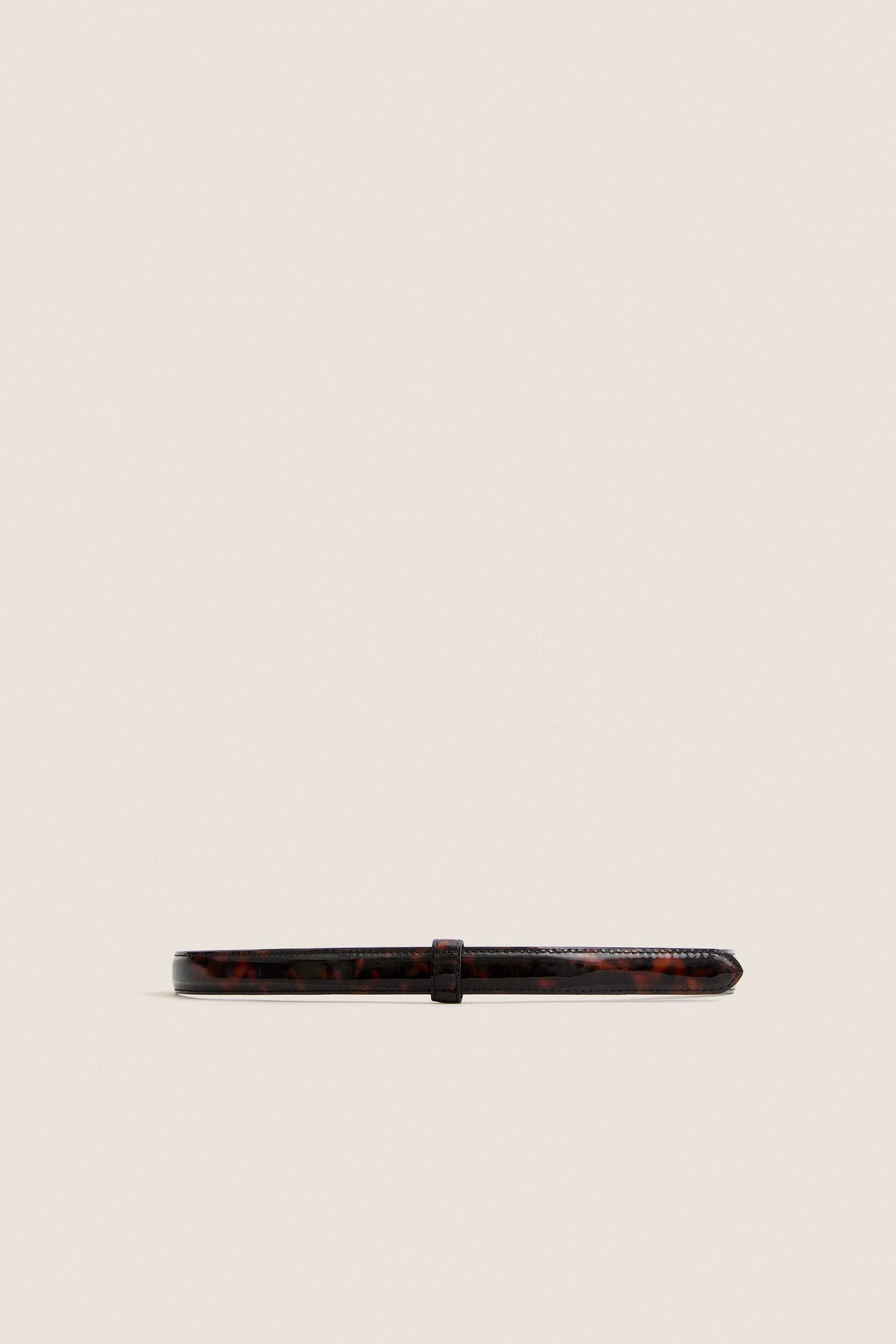 Patent Tortoise Buckless Skinny Belt
