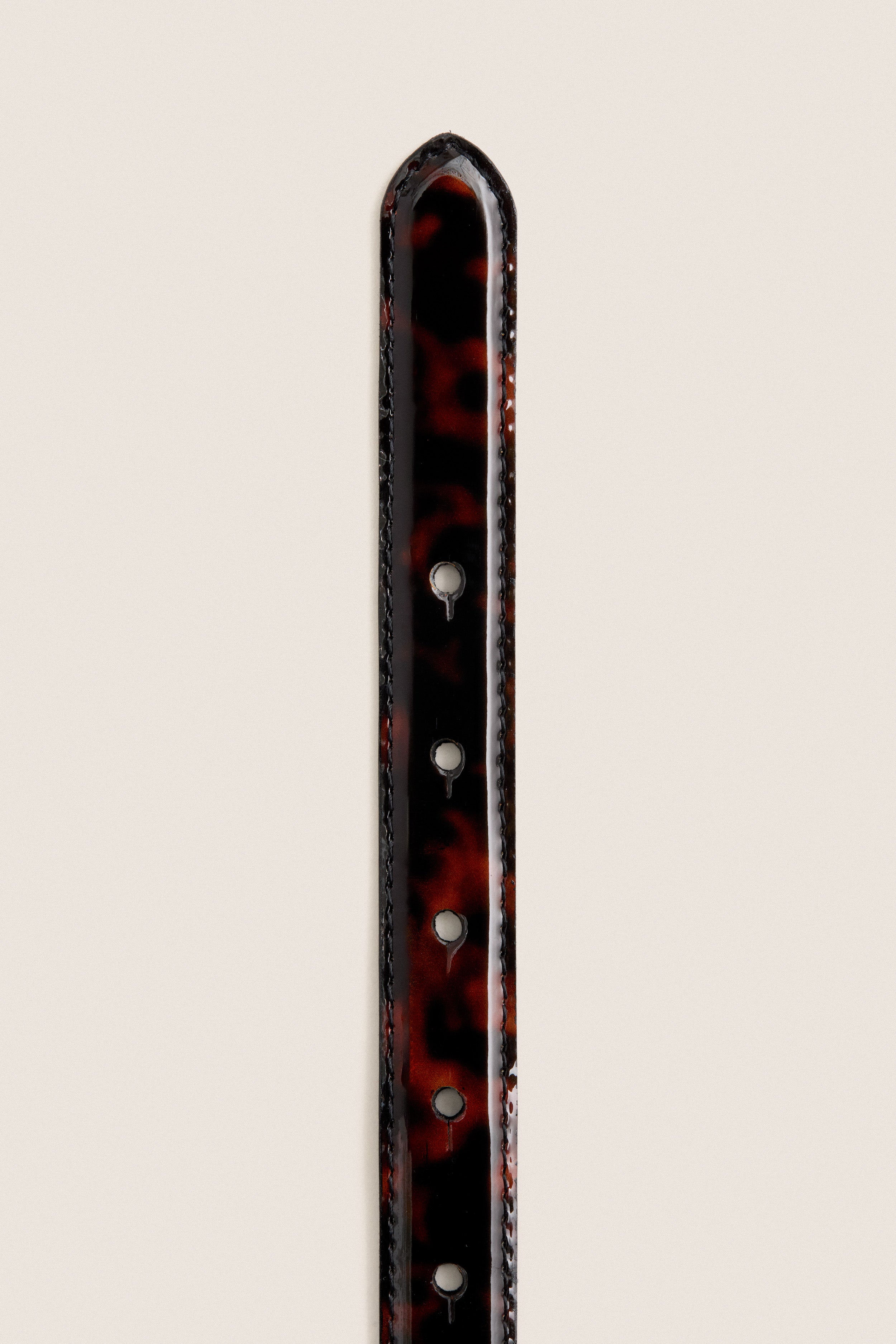 Patent Tortoise Buckless Skinny Belt