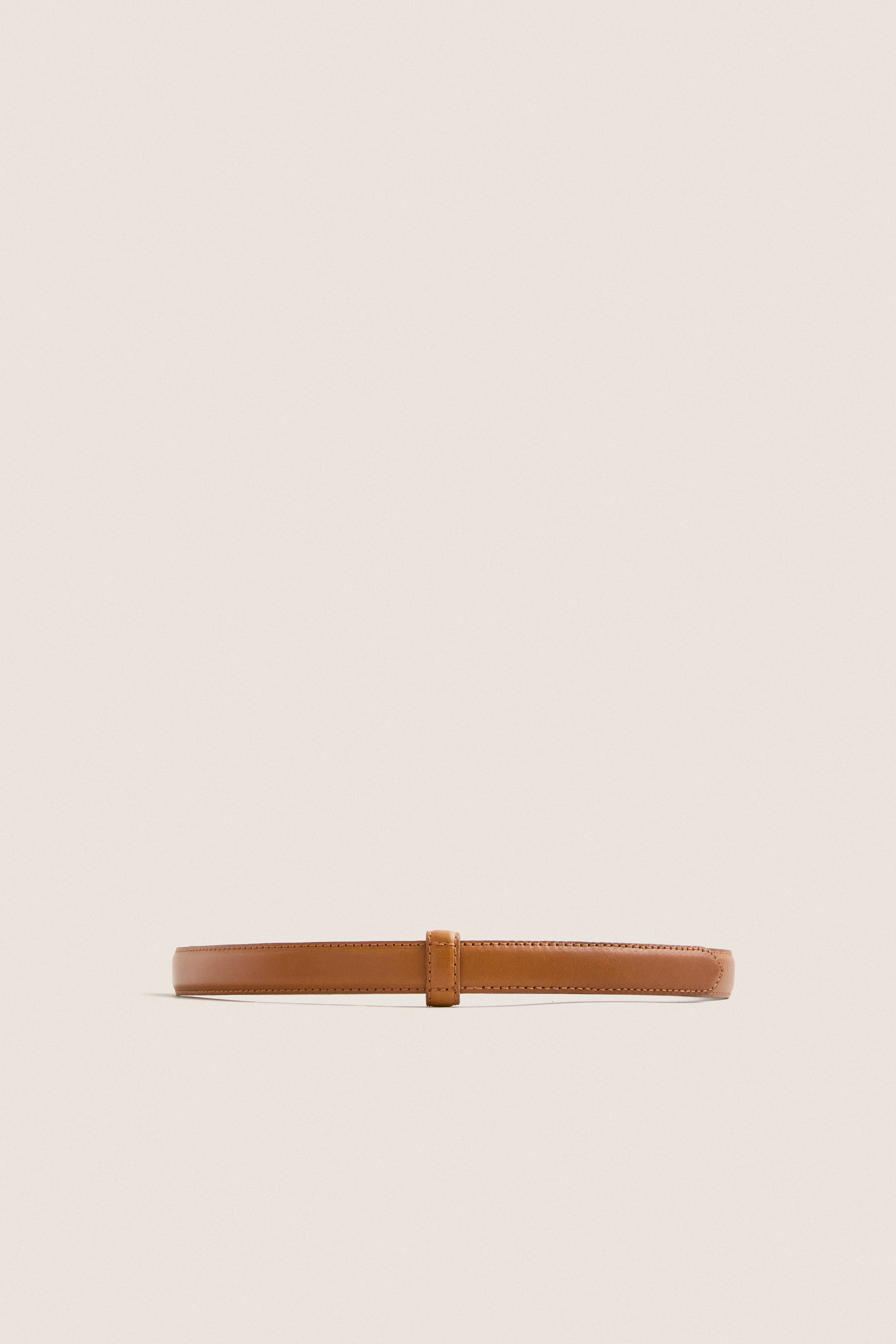 Camel Leather Skinny Belt