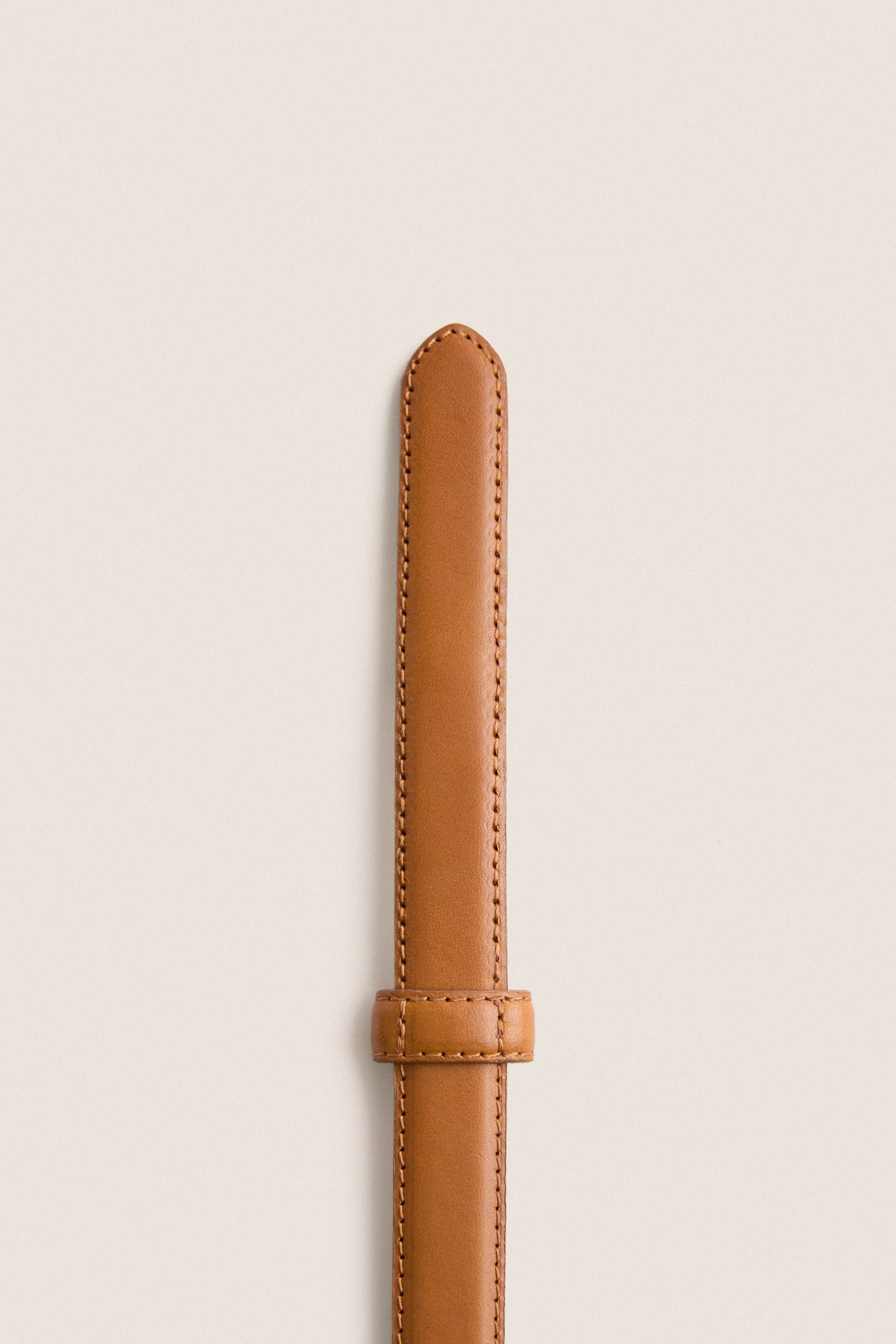 Camel Leather Skinny Belt