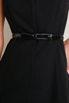 Black Patent Bow Skinny Belt