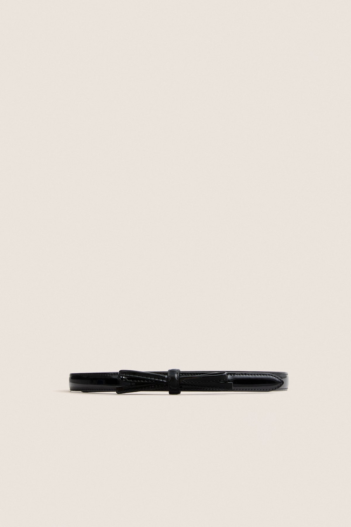 Black Patent Bow Skinny Belt