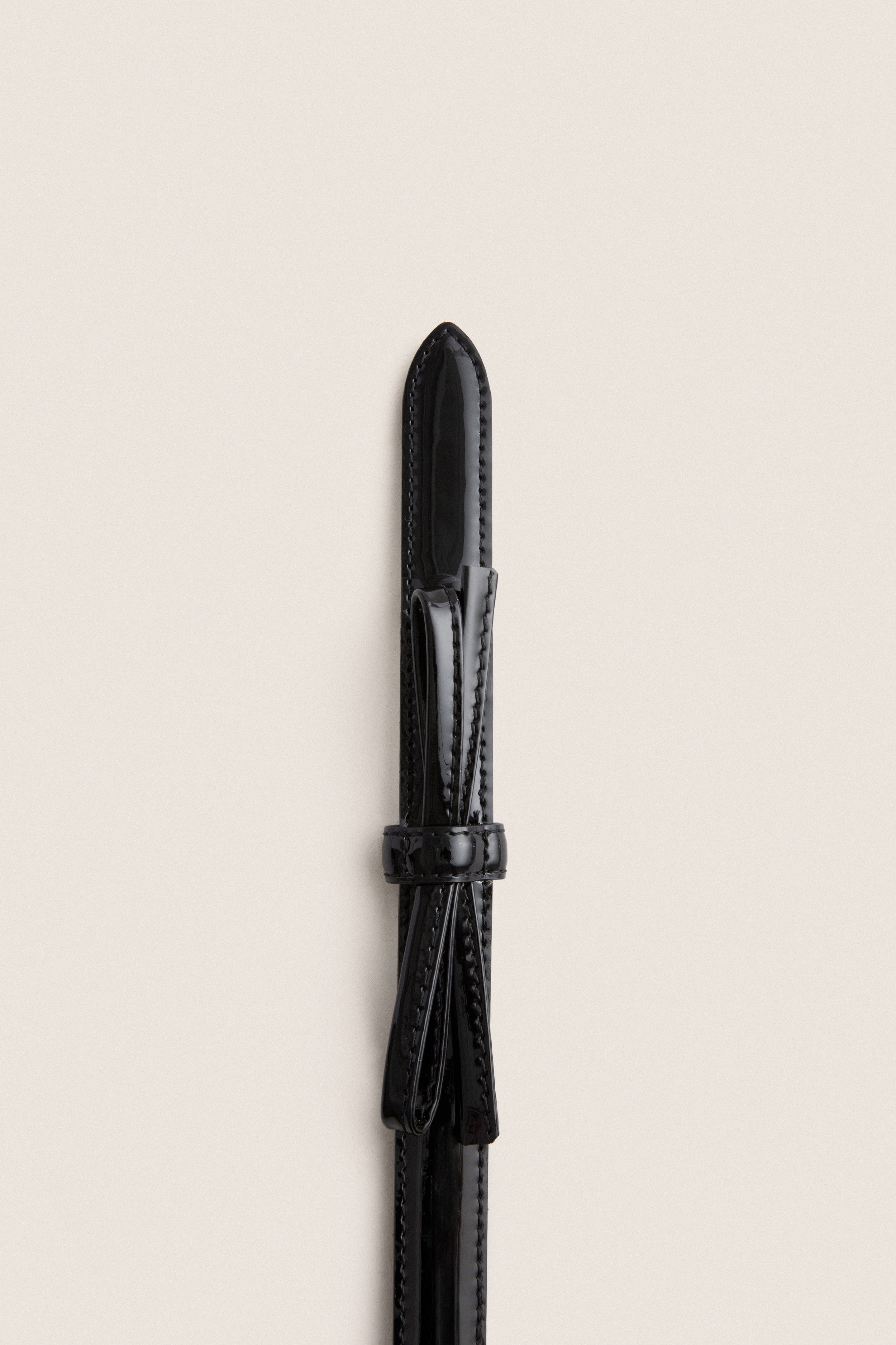 Black Patent Bow Skinny Belt