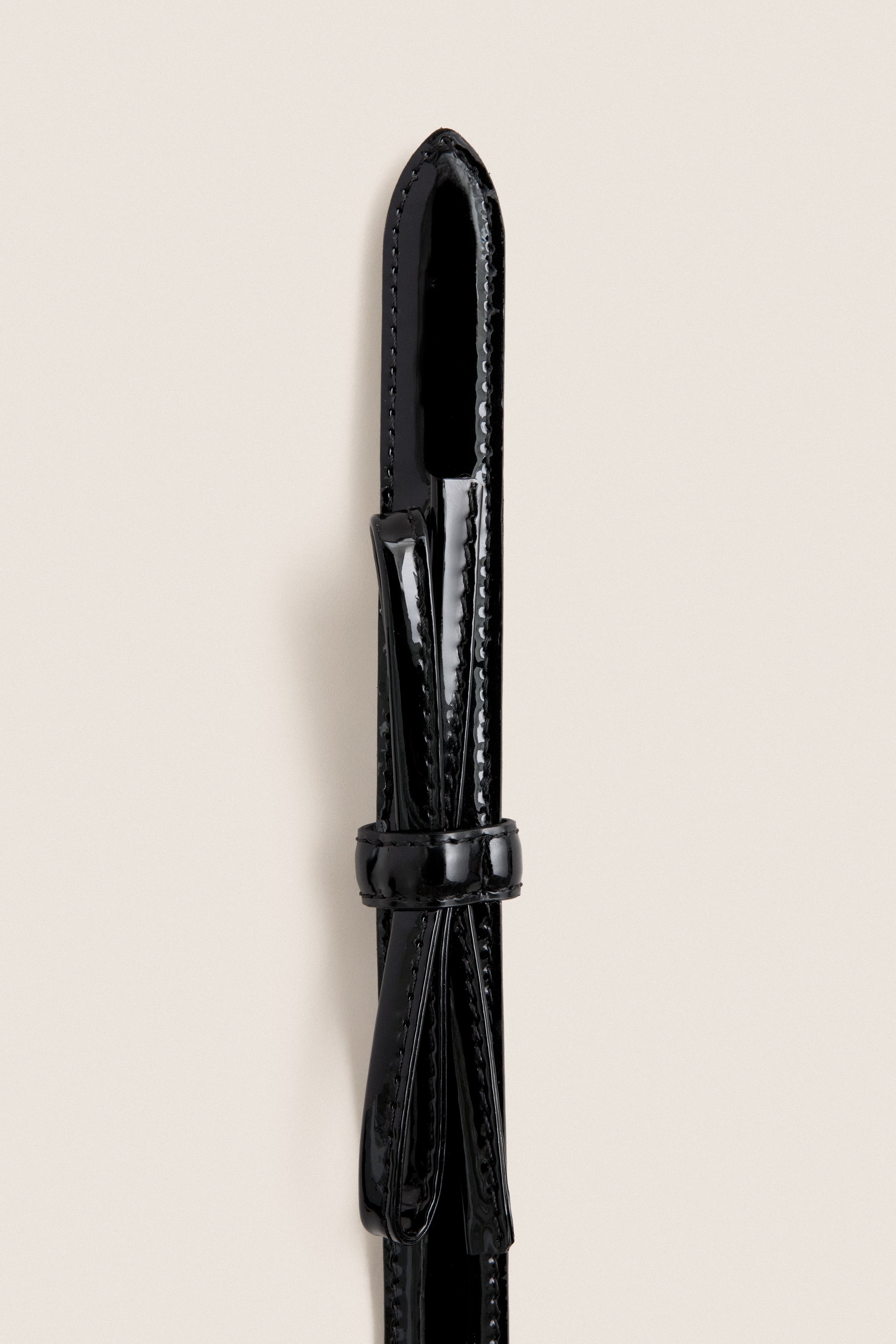 Black Patent Bow Skinny Belt