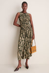 Khaki Floral Elora Sleeveless Jersey Dress