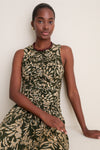 Khaki Floral Elora Sleeveless Jersey Dress