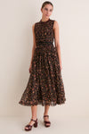 Noir Mille-Fleur Etta Sleeveless Silk Dress