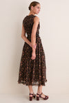 Noir Mille-Fleur Etta Sleeveless Silk Dress