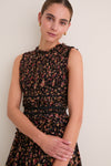 Noir Mille-Fleur Etta Sleeveless Silk Dress