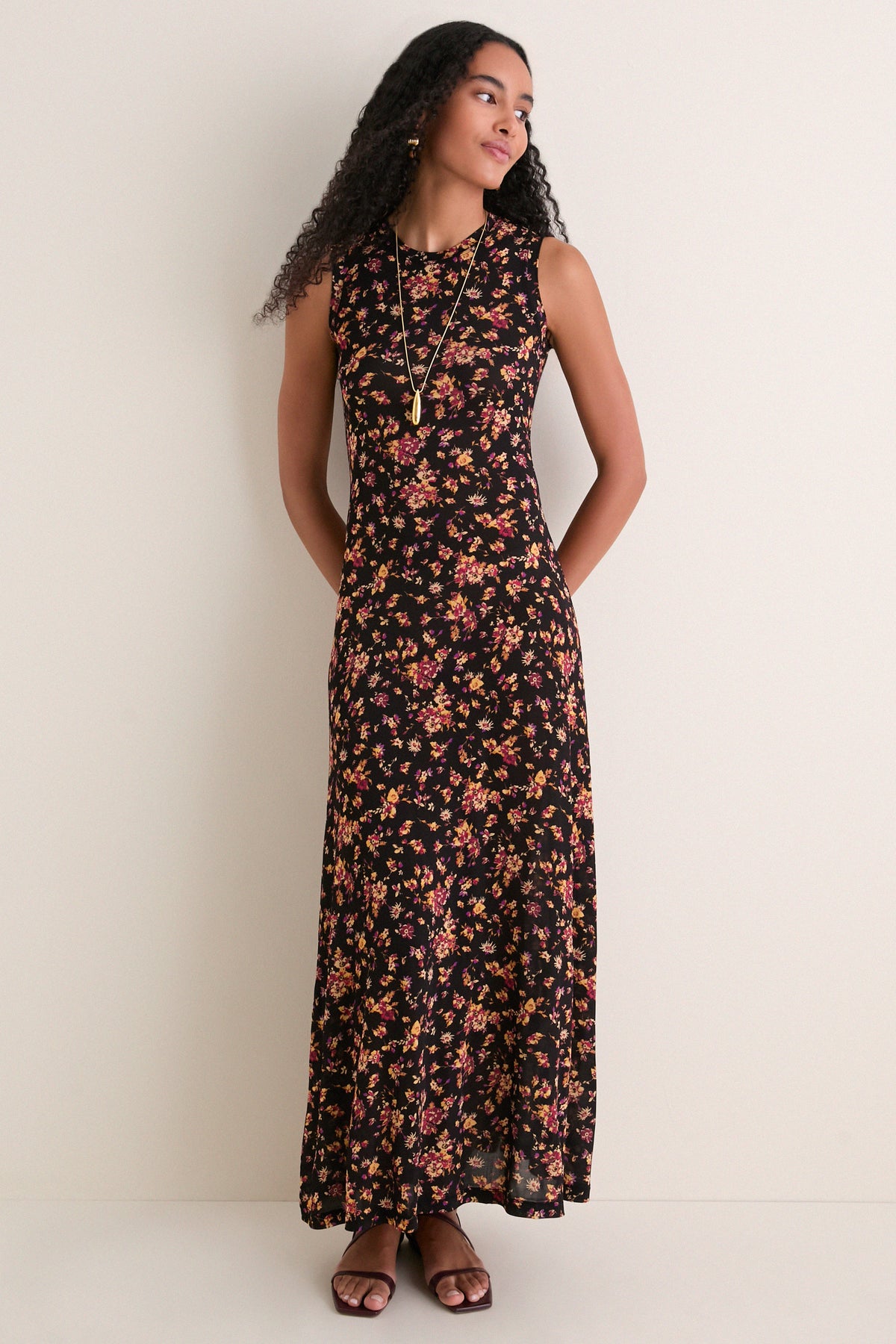 Noir Floral Orla Sleeveless Jersey Dress