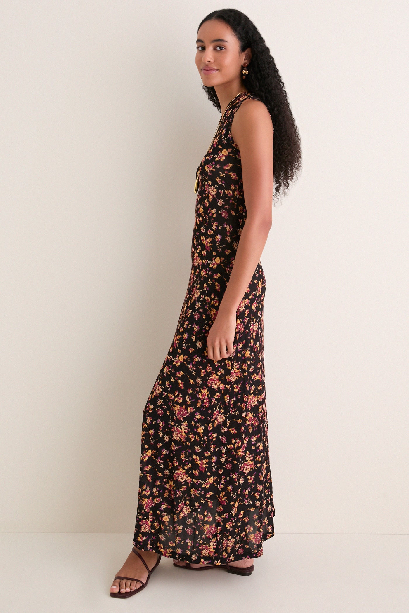 Noir Floral Orla Sleeveless Jersey Dress