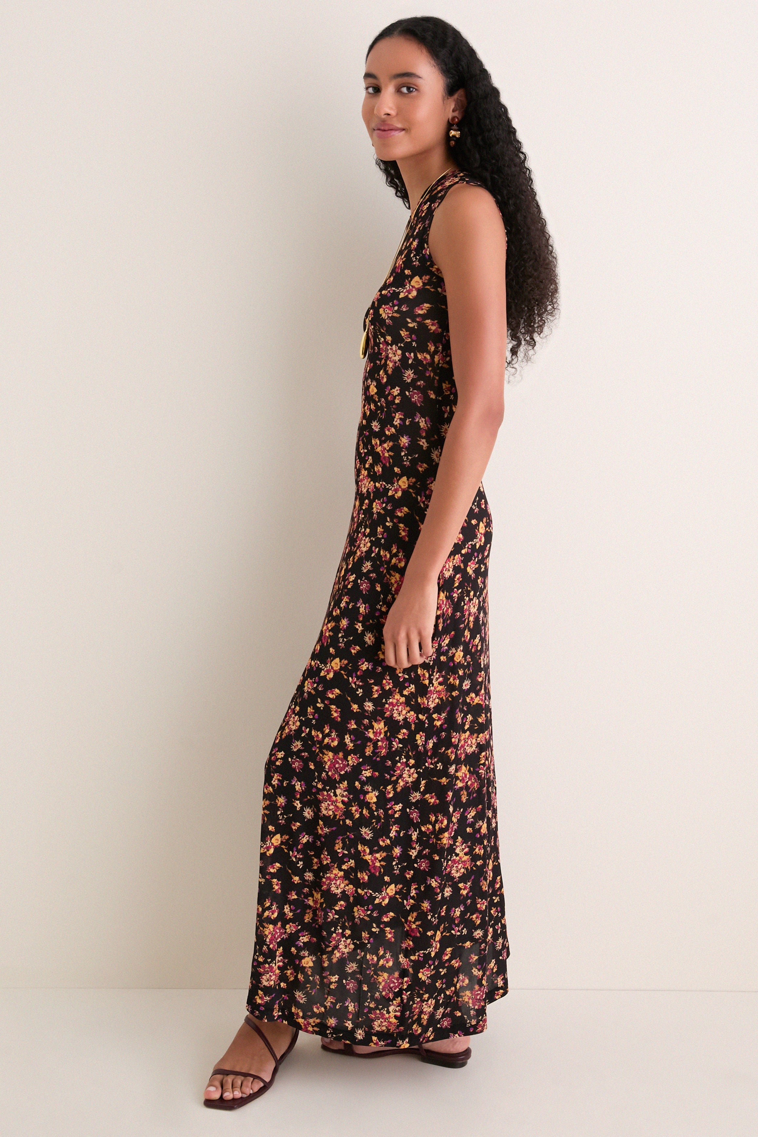 Noir Floral Orla Sleeveless Jersey Dress