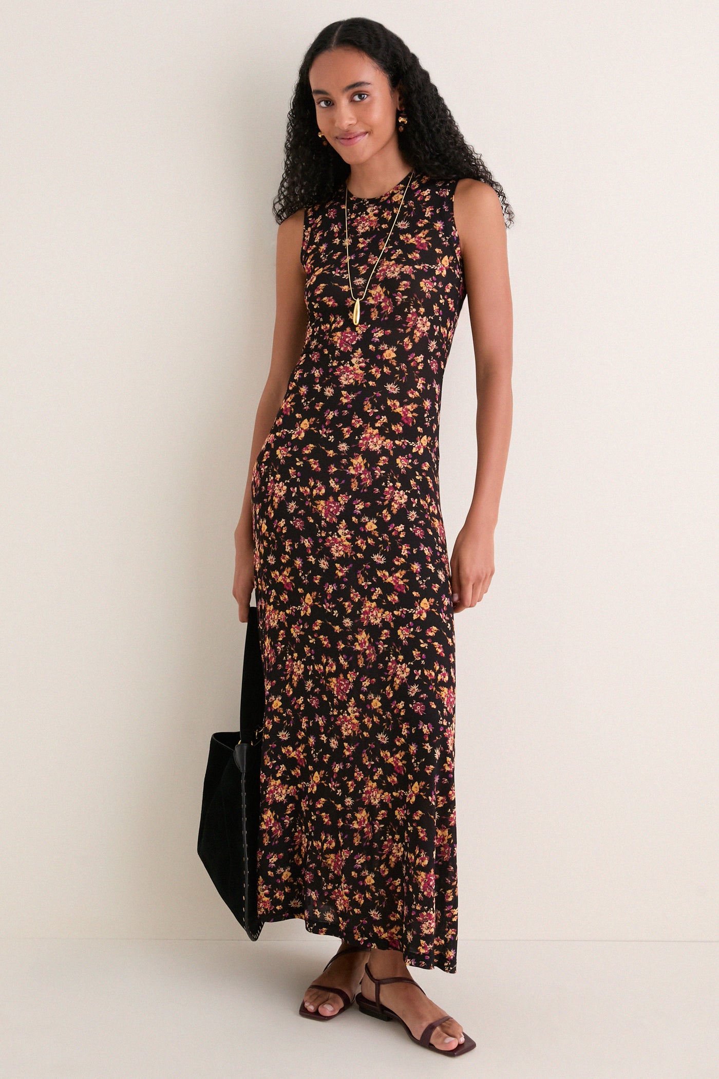Noir Floral Orla Sleeveless Jersey Dress