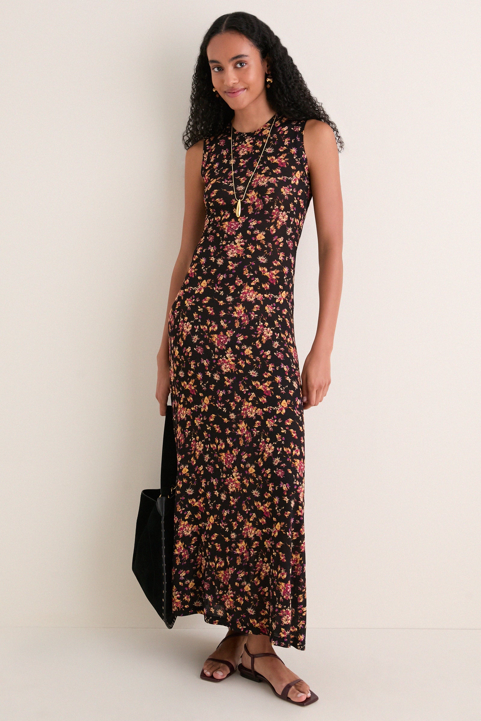 Noir Floral Orla Sleeveless Jersey Dress