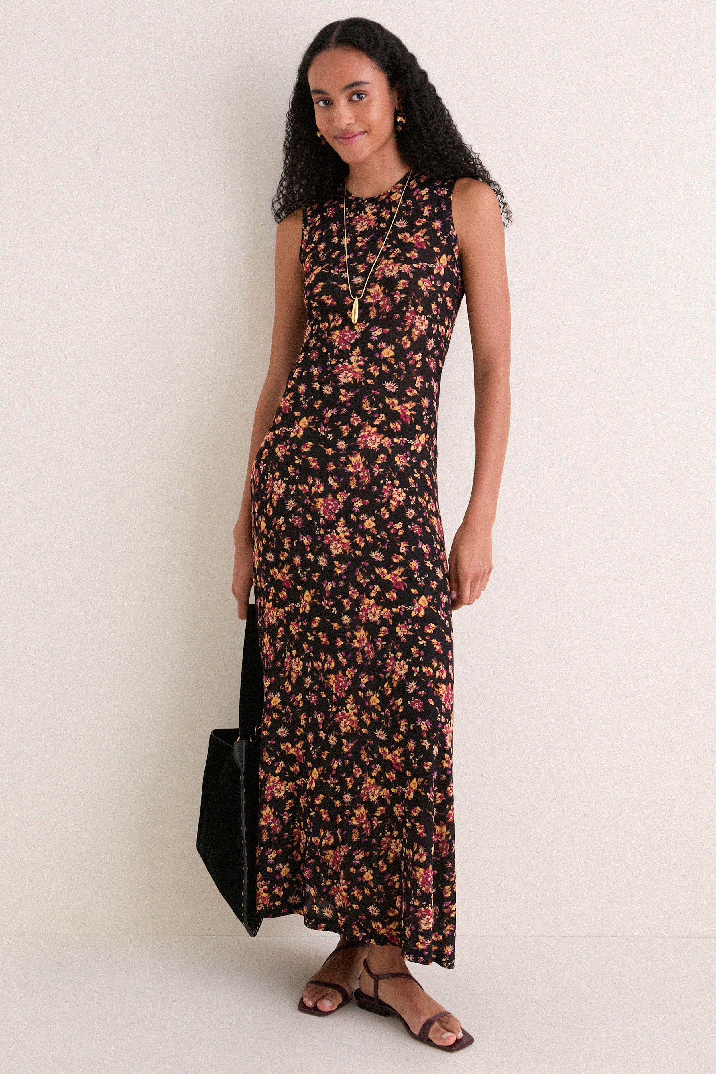 Noir Floral Orla Sleeveless Jersey Dress