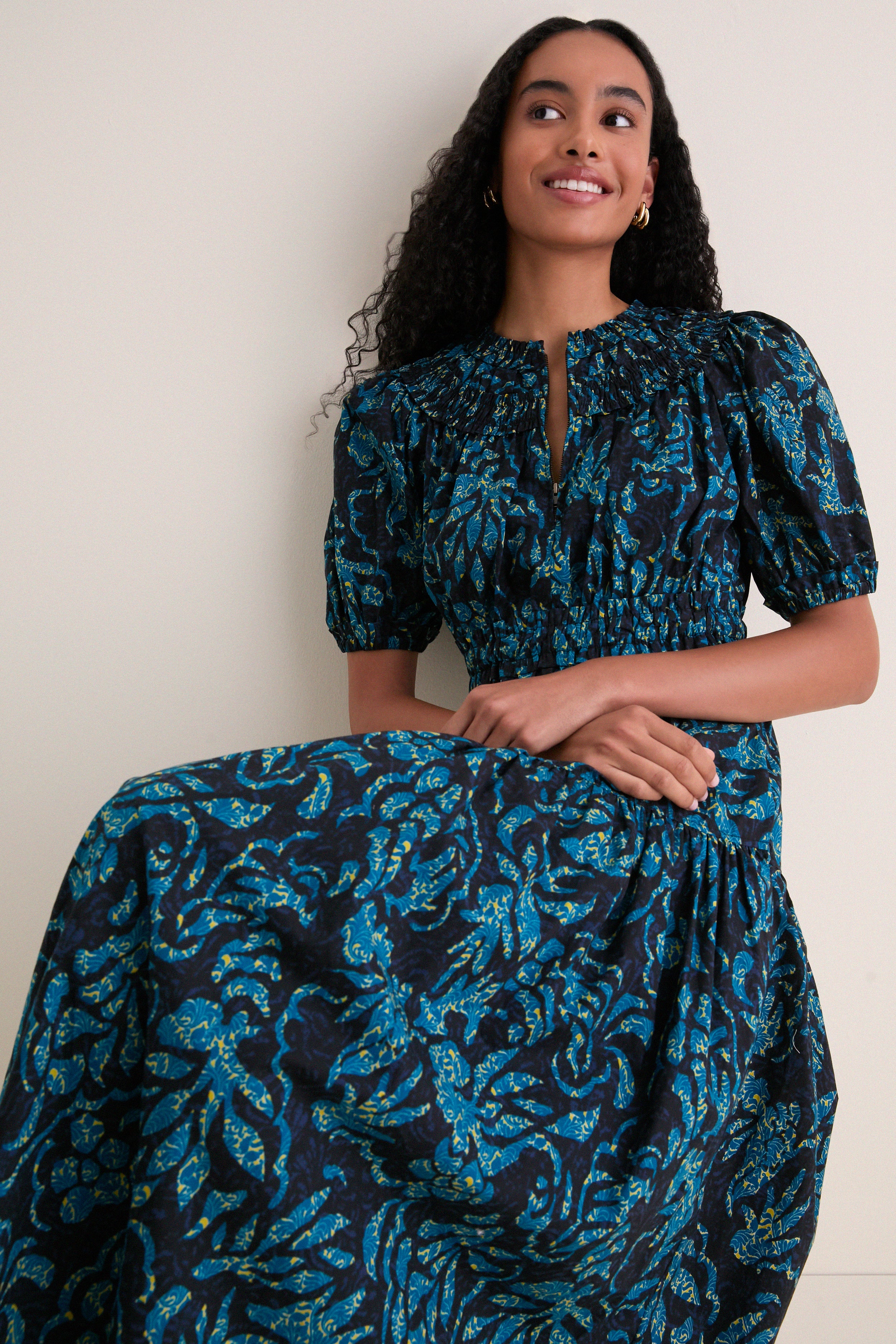 Midnight Othella Short Sleeve Cotton Dress
