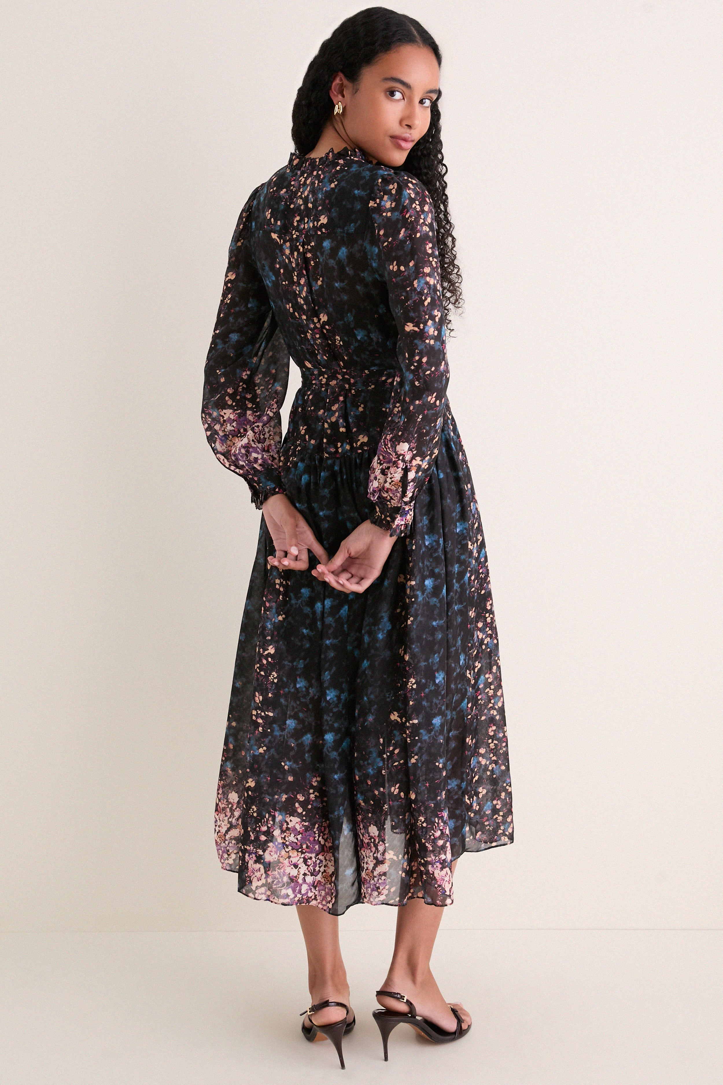 Eclipse Tessa Long Sleeve Silk Dress