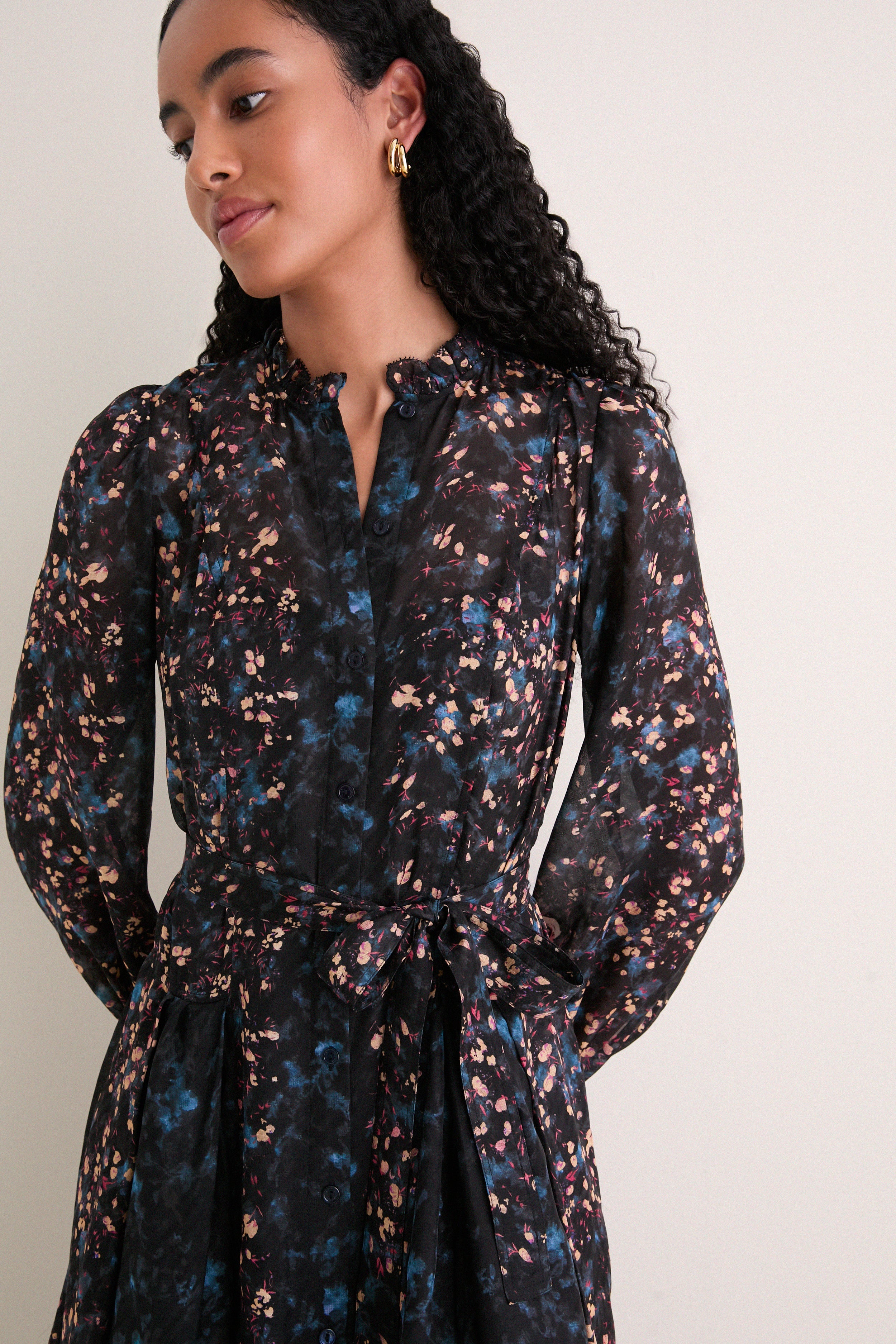 Eclipse Tessa Long Sleeve Silk Dress