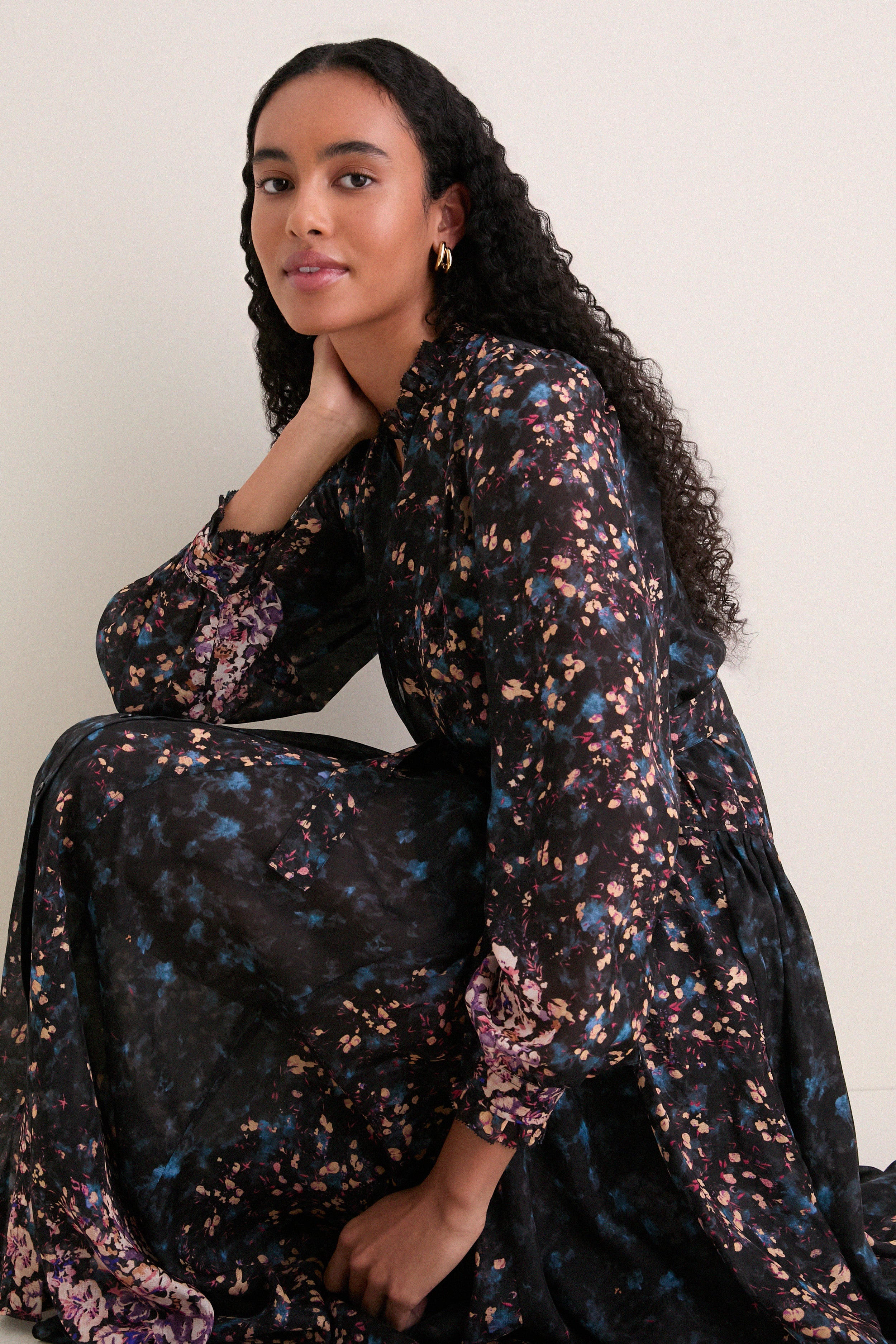 Eclipse Tessa Long Sleeve Silk Dress