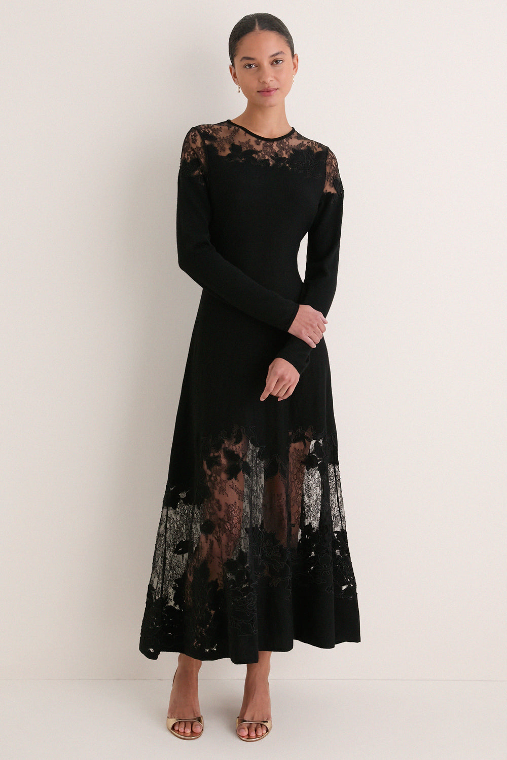 Noir Clemence Long Sleeve Lace Dress