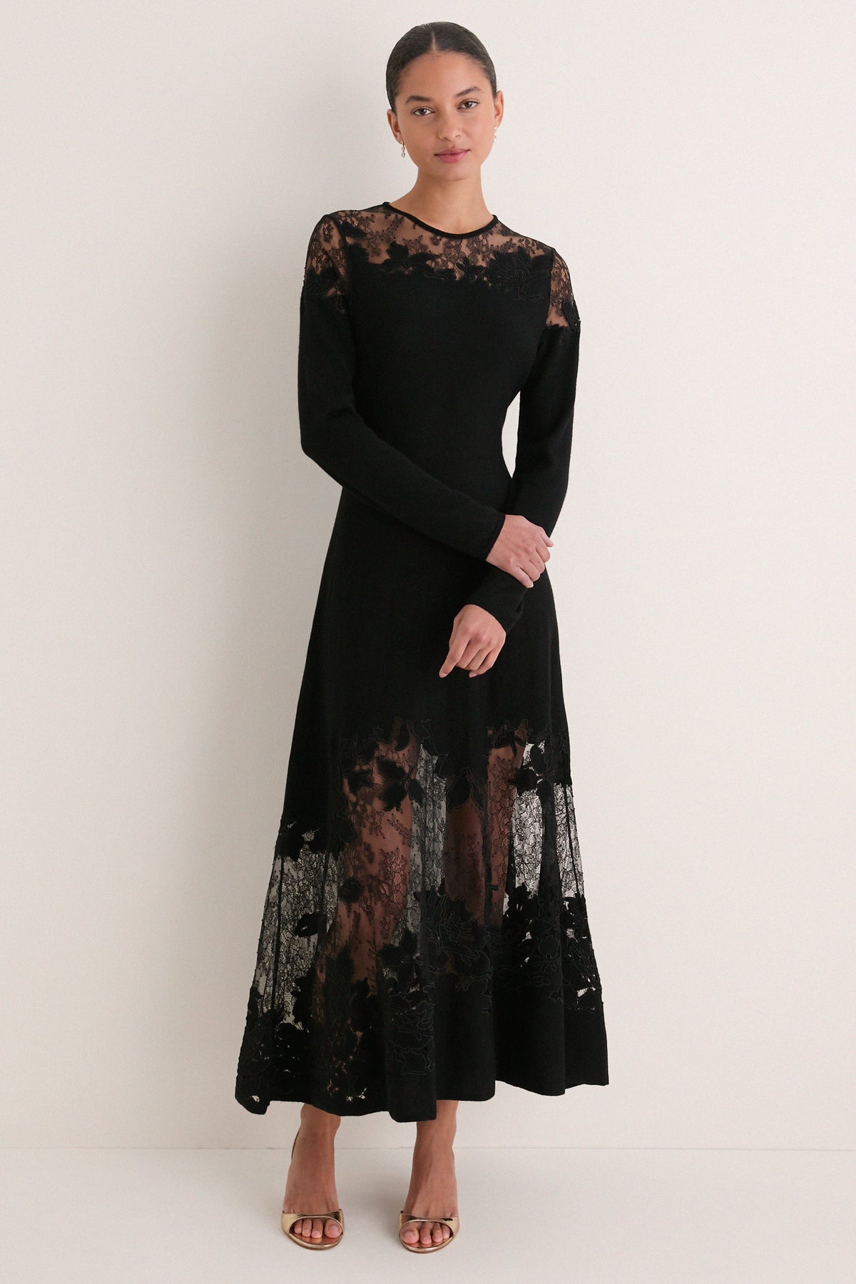 Noir Clemence Long Sleeve Lace Dress